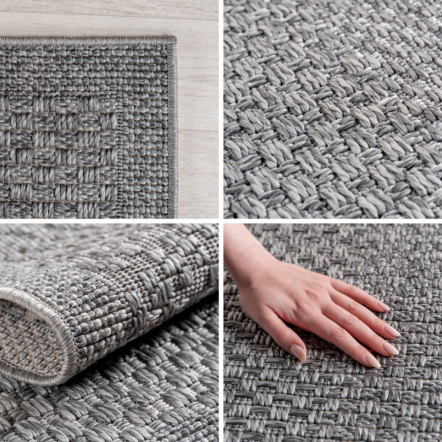 Carpettex Outdoor Teppich Wetterfest Küche Balkon & Wohnzimmer Boho Stil Grau-2