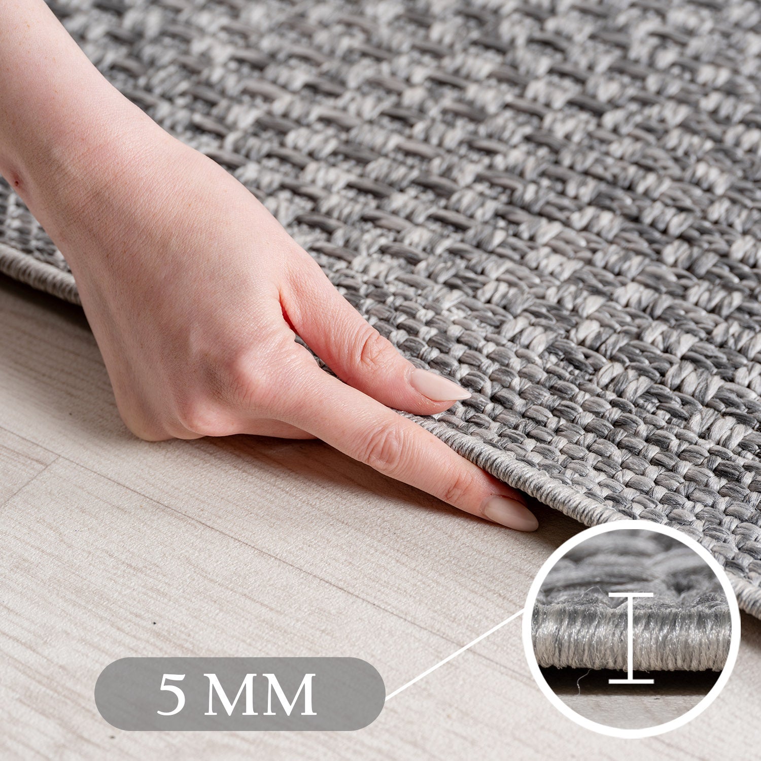Carpettex Outdoor Teppich Wetterfest Küche Balkon & Wohnzimmer Boho Stil Grau-2