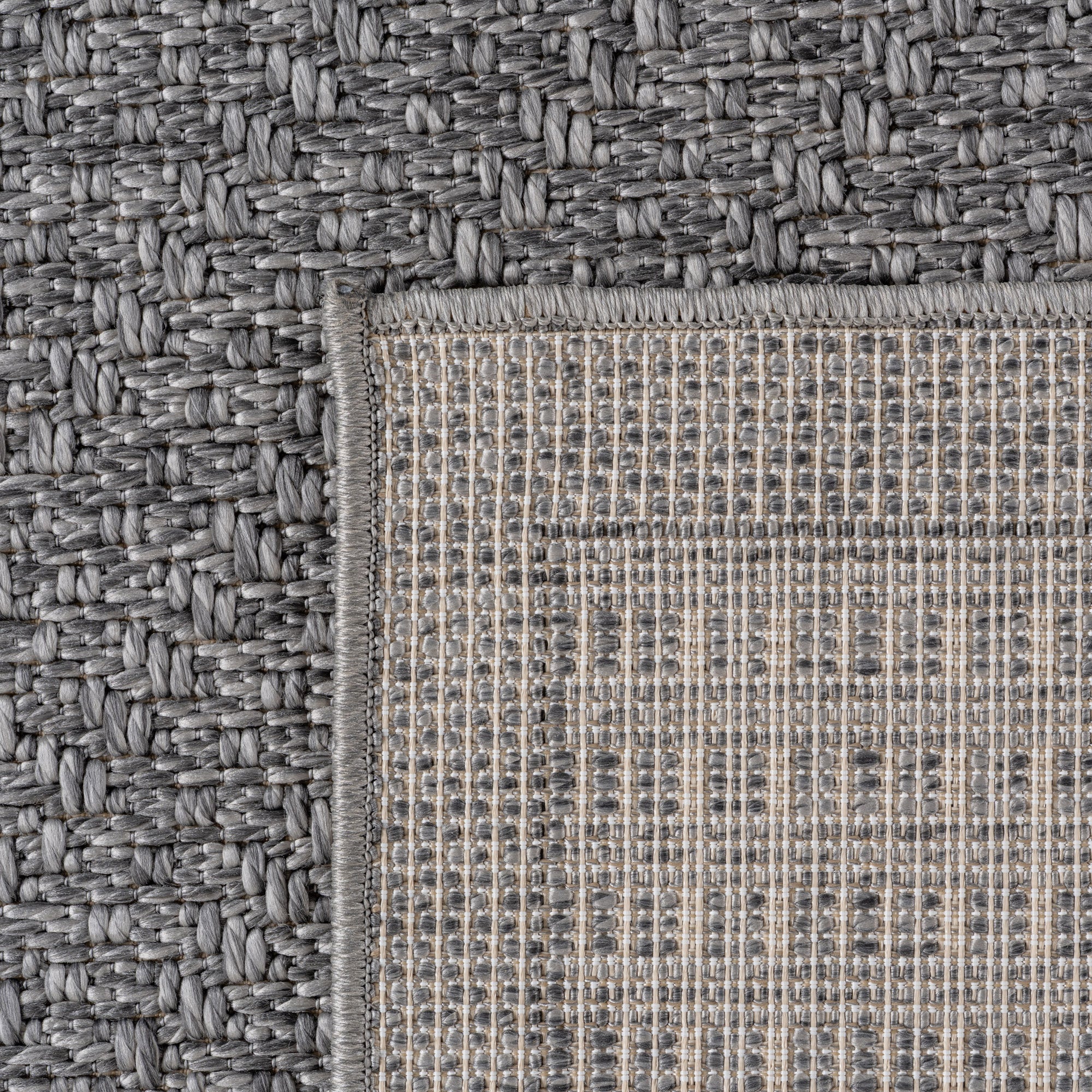Carpettex Outdoor Teppich Wetterfest Küche Balkon & Wohnzimmer Boho Stil Grau-2