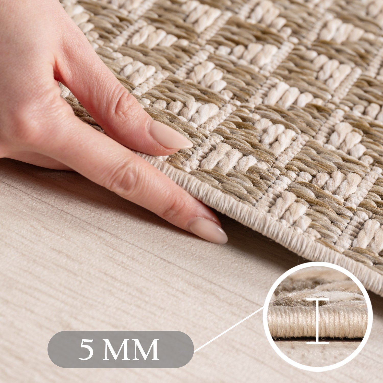 Carpettex Outdoor Teppich Wetterfest Küche Balkon & Wohnzimmer Boho Stil Beige-3