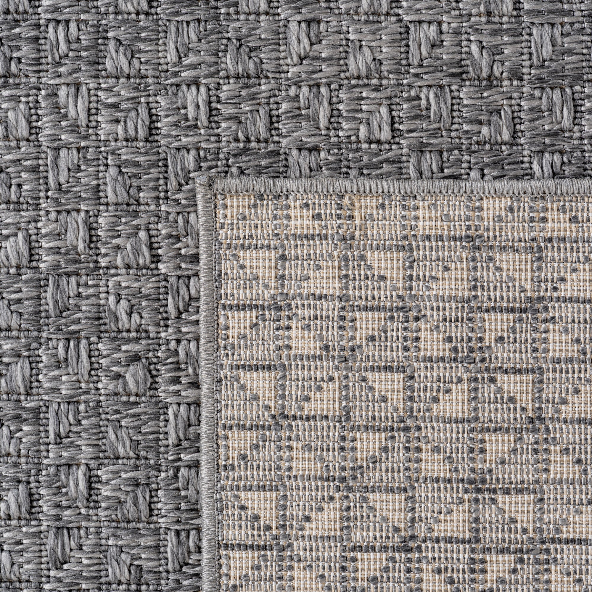 Carpettex Outdoor Teppich Wetterfest Küche Balkon & Wohnzimmer Boho Stil Grau-3