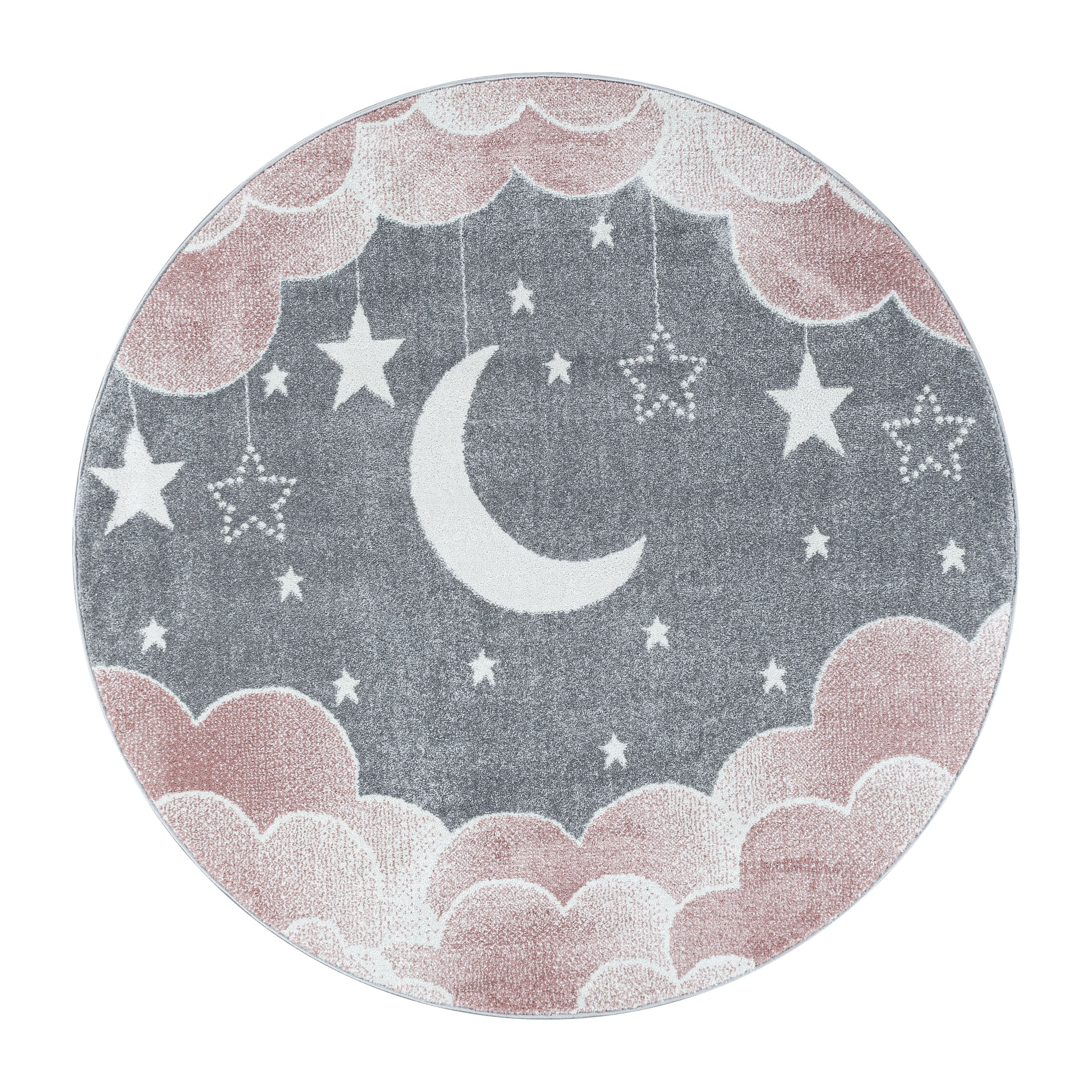 Kinderteppich Mond- und Sterne Design Weich Pflegeleicht Teppich Kinderzimmer