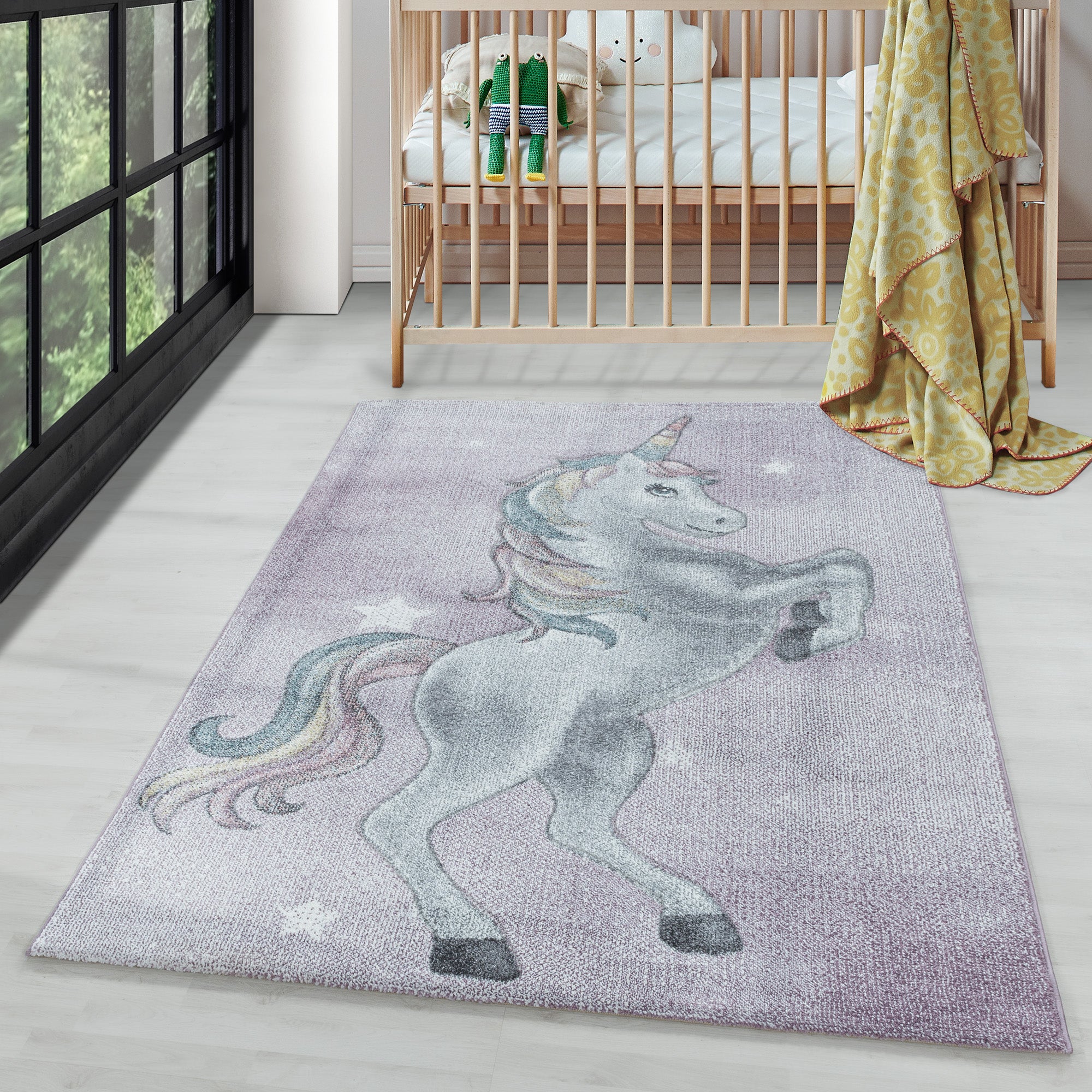 Kinderteppich Einhorn Design Modern Weich Pflegeleicht Teppich Kinderzimmer