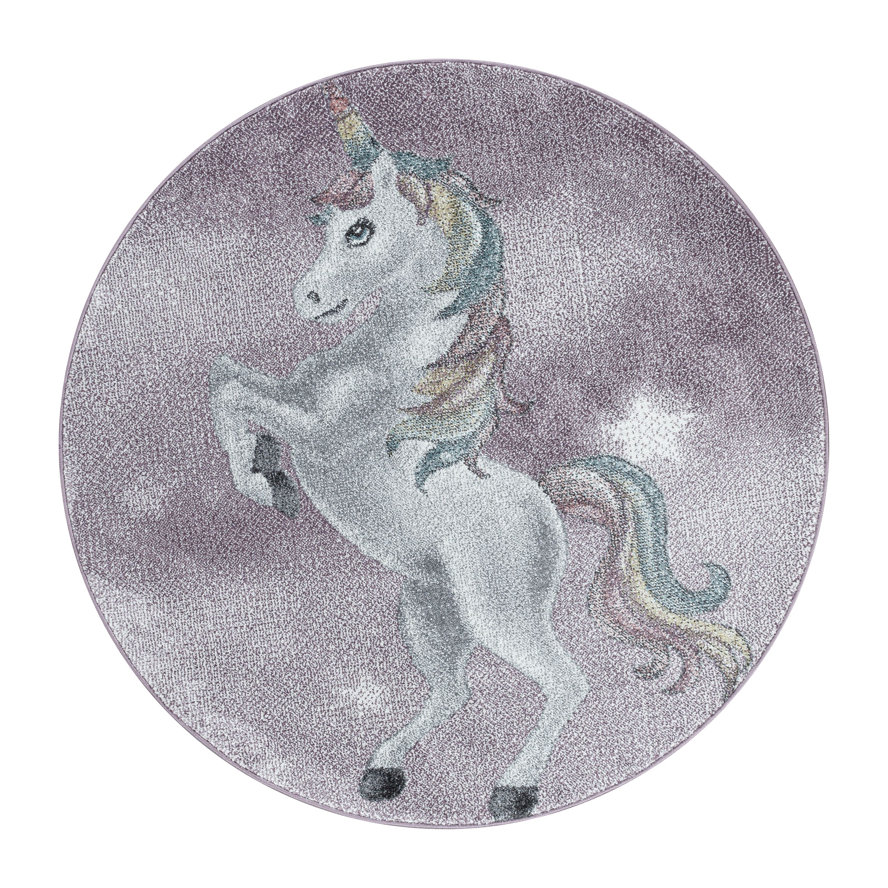 Kinderteppich Einhorn Design Modern Weich Pflegeleicht Teppich Kinderzimmer