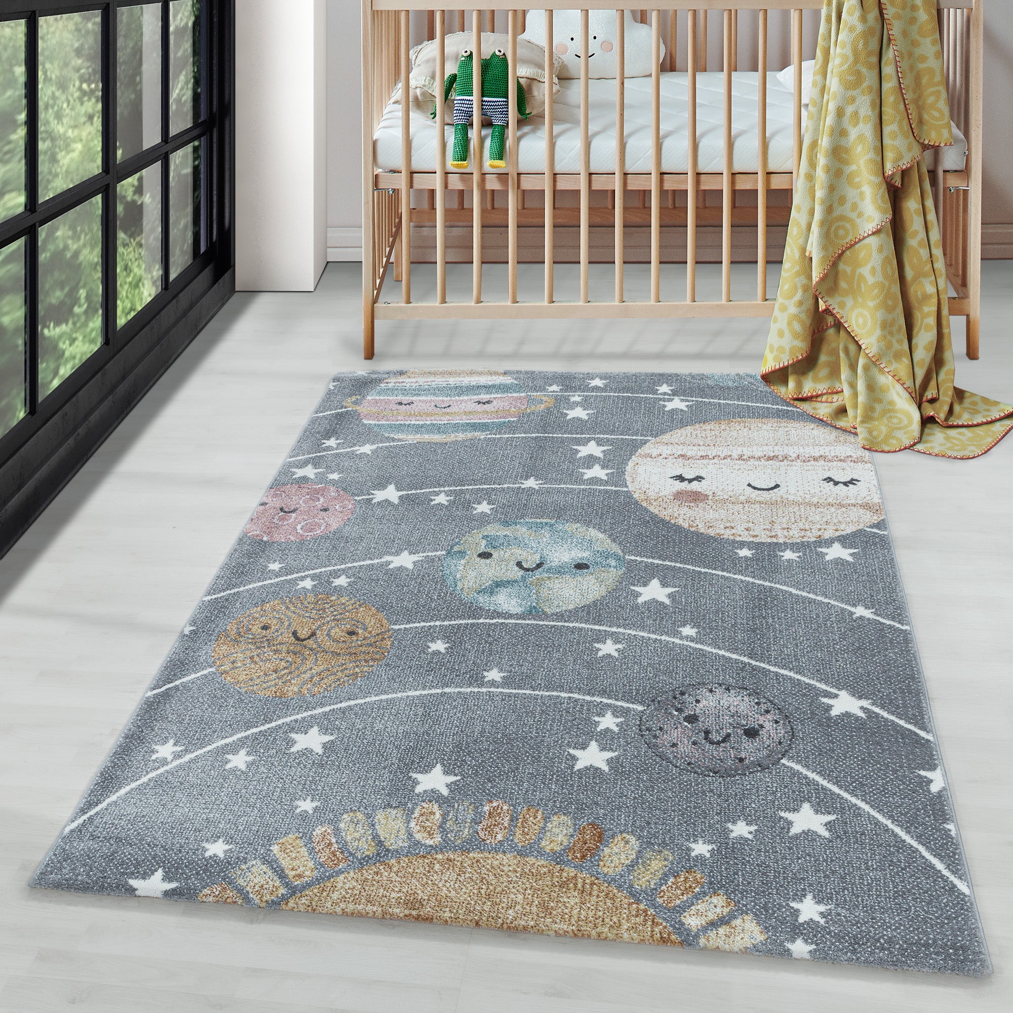 Kinderteppich Planeten Raum Design Modern Pflegeleicht Teppich Kinderzimmer