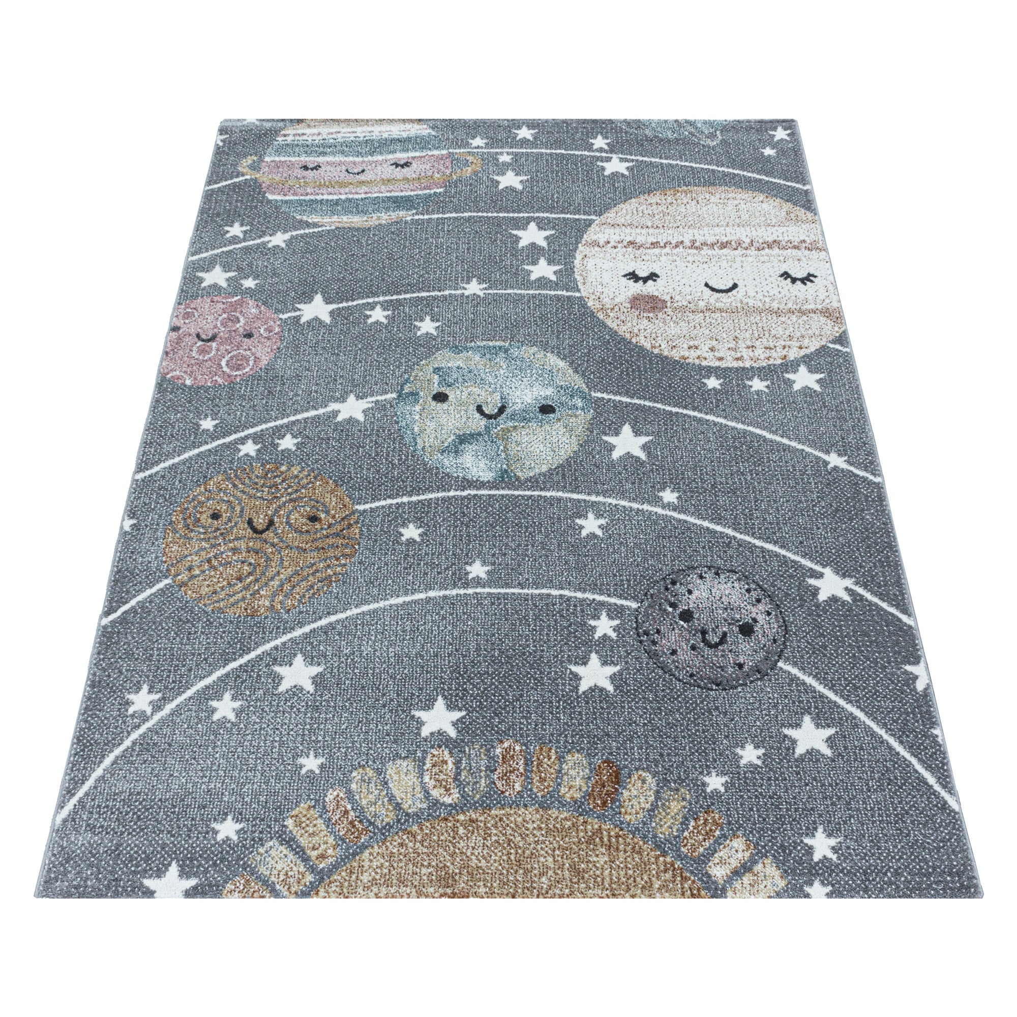 Kinderteppich Planeten Raum Design Modern Pflegeleicht Teppich Kinderzimmer