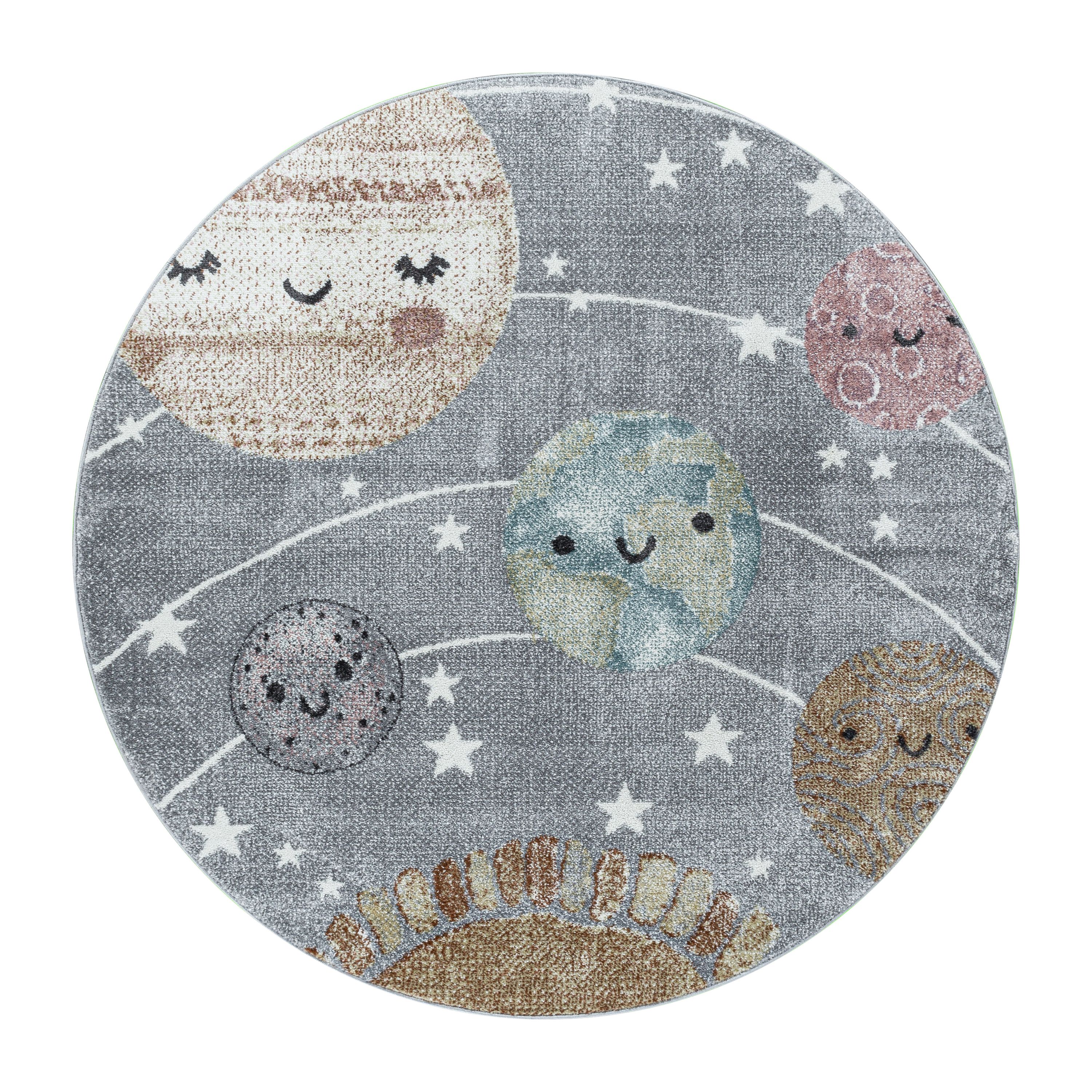 Kinderteppich Planeten Raum Design Modern Pflegeleicht Teppich Kinderzimmer