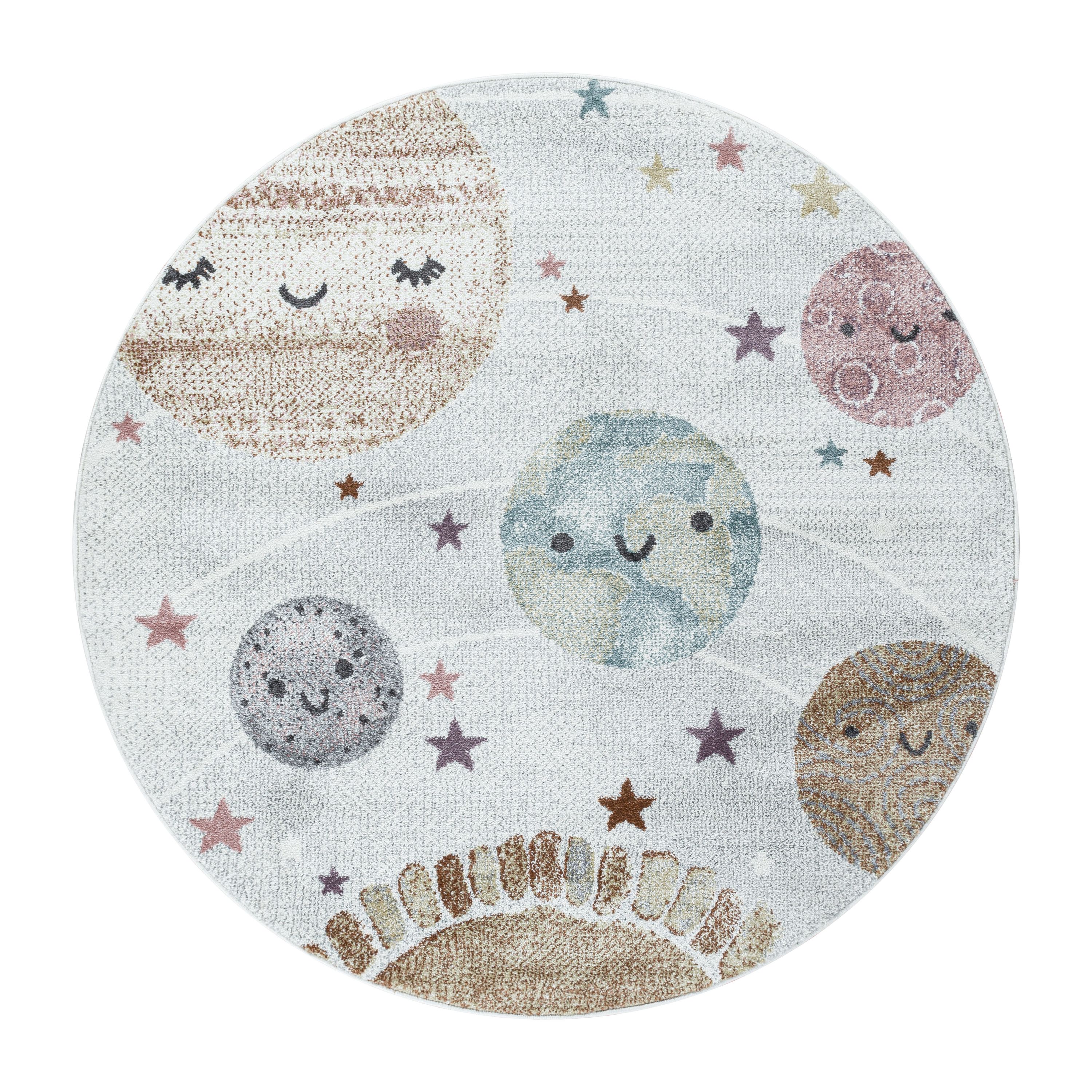 Kinderteppich Planeten Raum Design Modern Pflegeleicht Teppich Kinderzimmer