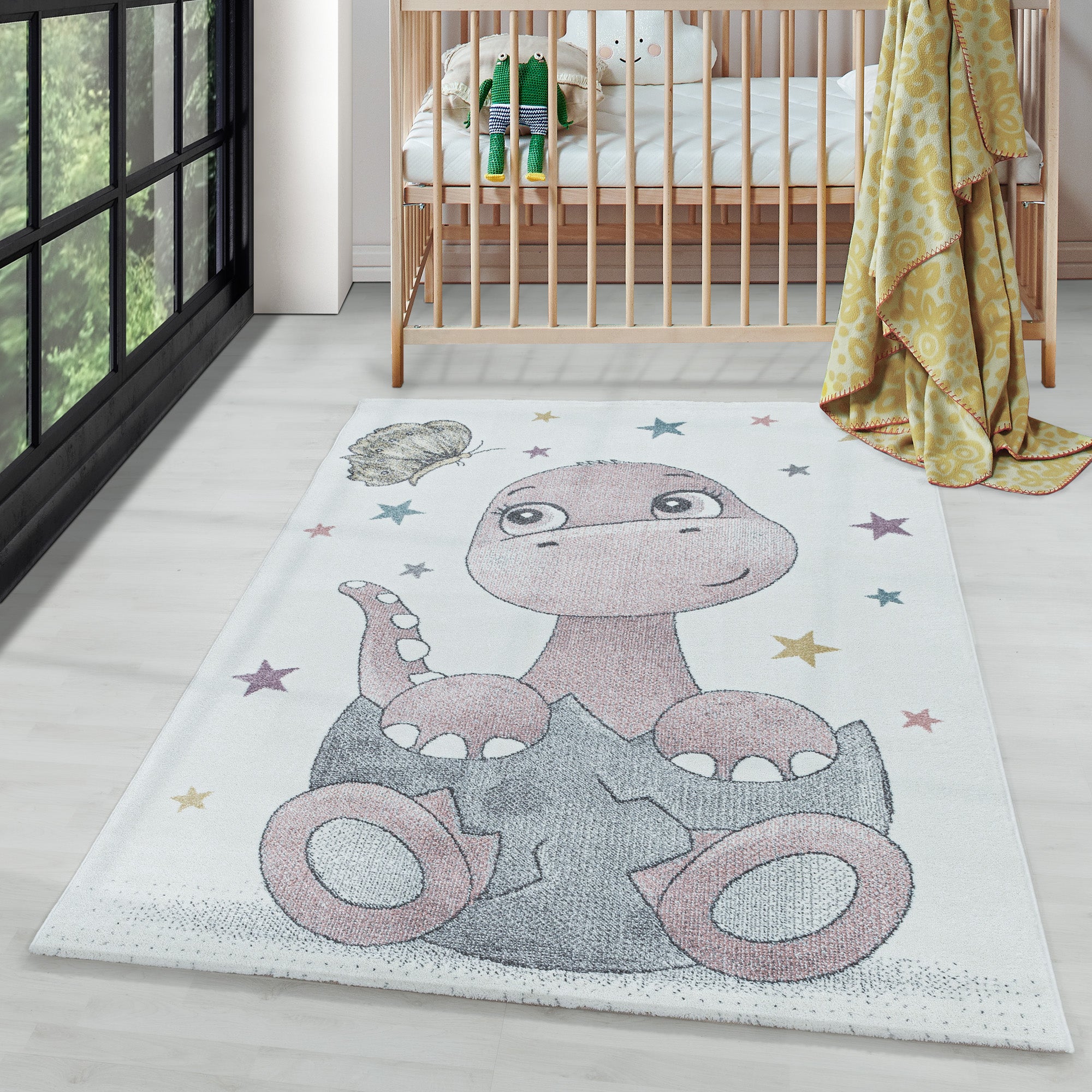 Kinderteppich süße Dinosaurier Design Modern Pflegeleicht Teppich Kinderzimmer
