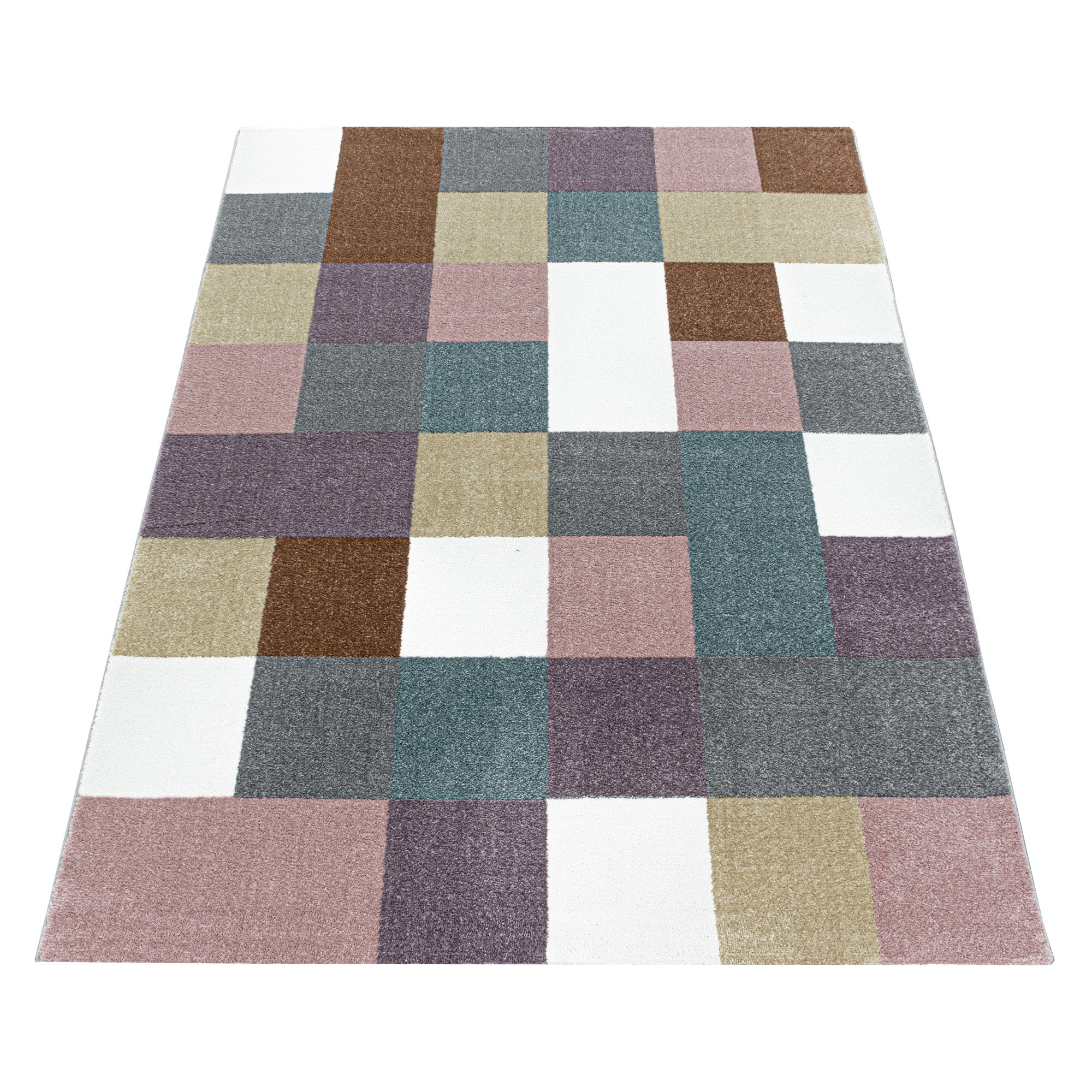 Kinderteppich Bunt Kariert Design Modern Weich Pflegeleicht Teppich Kinderzimmer