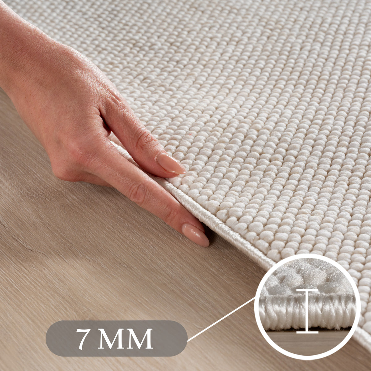 Carpettex Bouclé Teppich Schlingenflor Skandi Einfarbig Weich