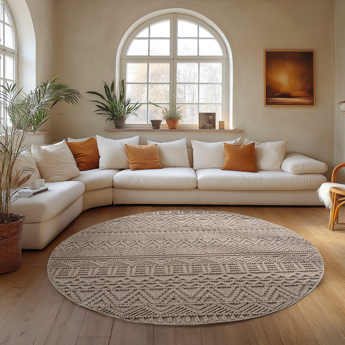 Tapis bouclé uni Carpettex, style scandinave, facile d'entretien, pour salon/salle à manger
