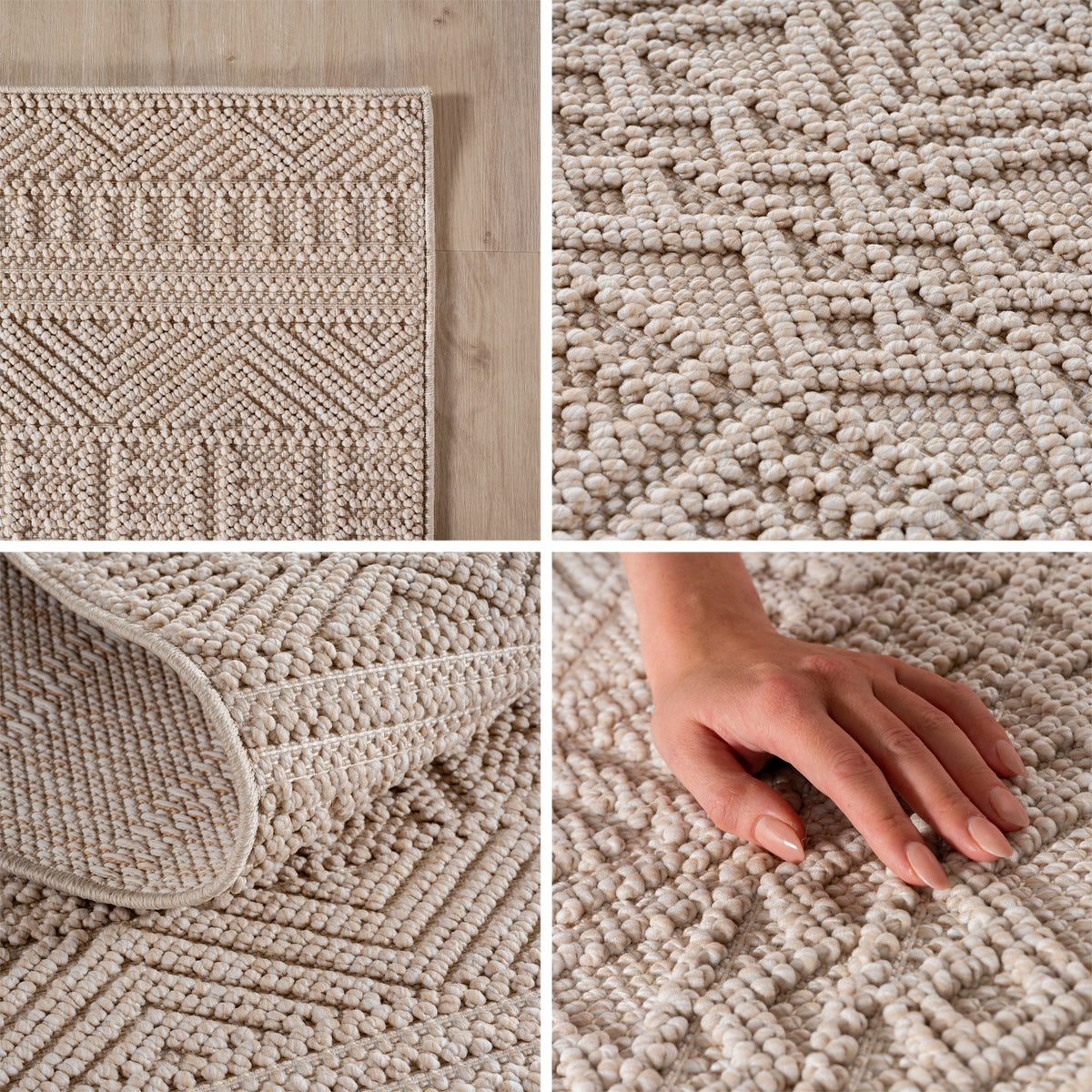 Tapis bouclé uni Carpettex, style scandinave, facile d'entretien, pour salon/salle à manger
