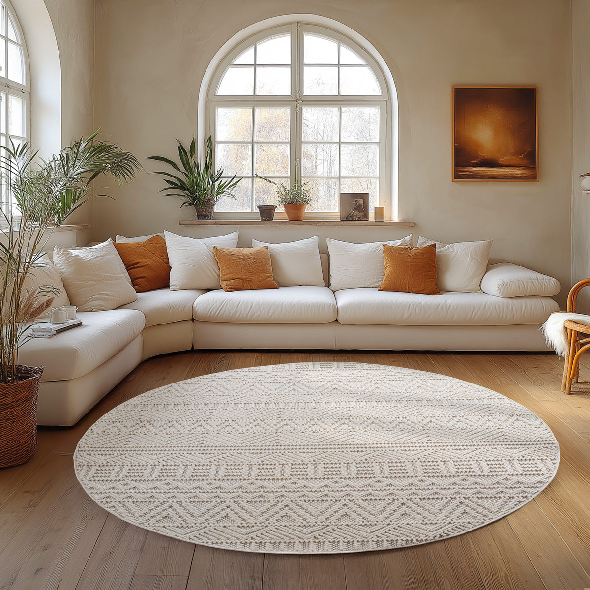 Tapis bouclé uni Carpettex, style scandinave, facile d'entretien, pour salon/salle à manger