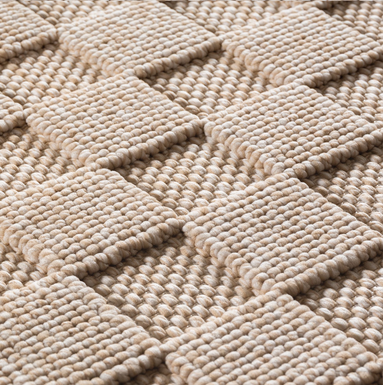 Carpettex Teppich Einfarbig Bouclé Karo Stil Pflegeleicht Wohnzimmer Esszimmer