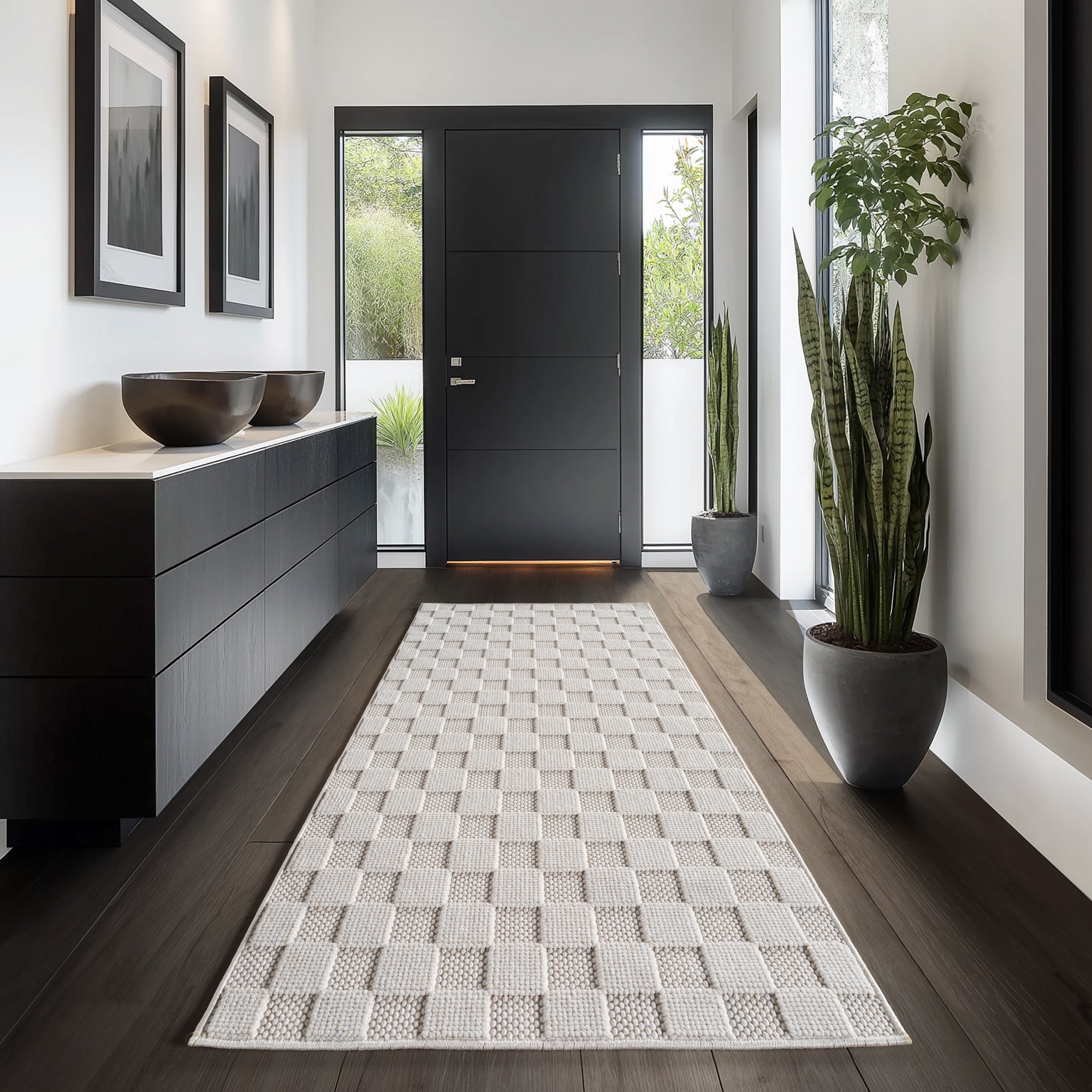 Carpettex Teppich Einfarbig Bouclé Karo Stil Pflegeleicht Wohnzimmer Esszimmer