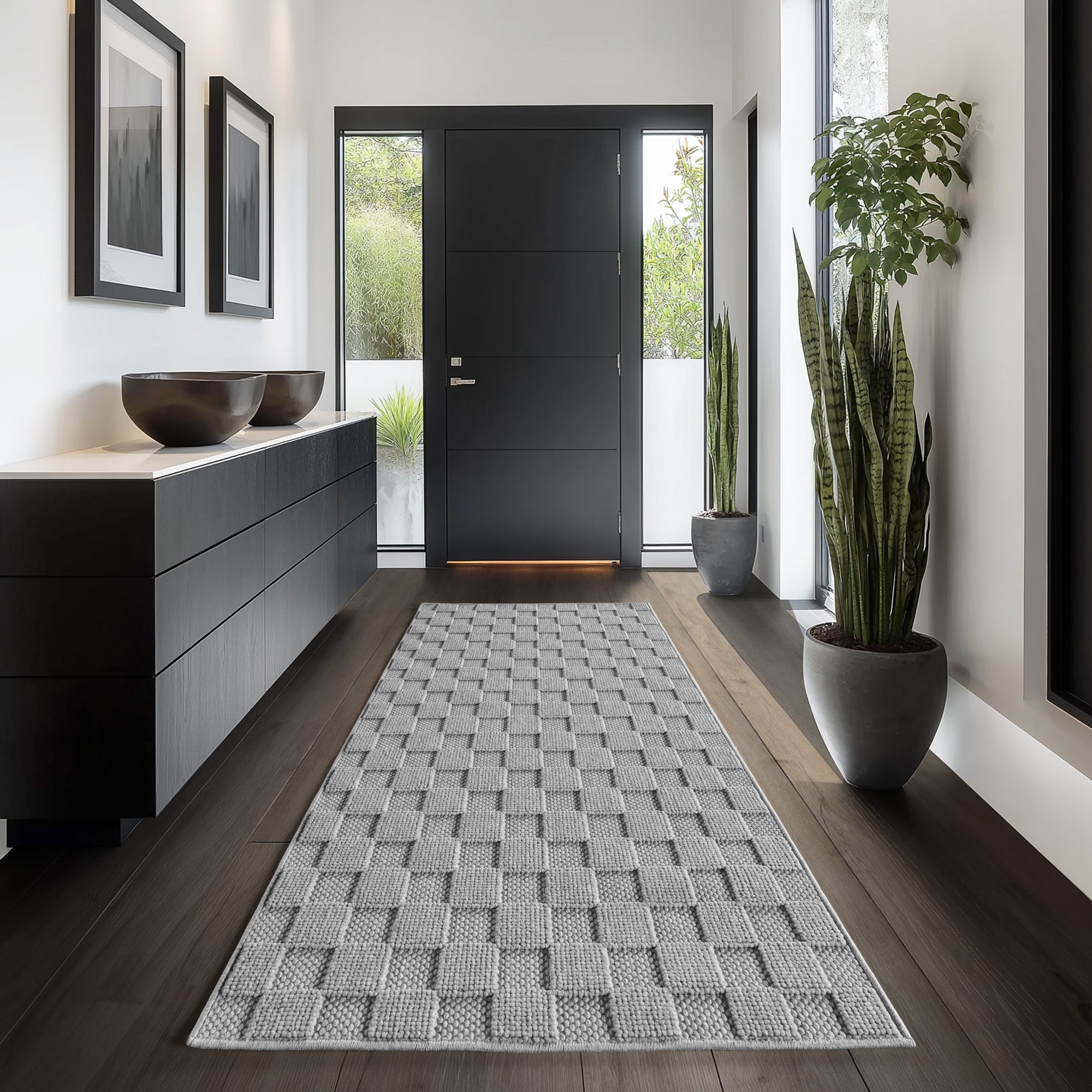 Carpettex Teppich Einfarbig Bouclé Karo Stil Pflegeleicht Wohnzimmer Esszimmer