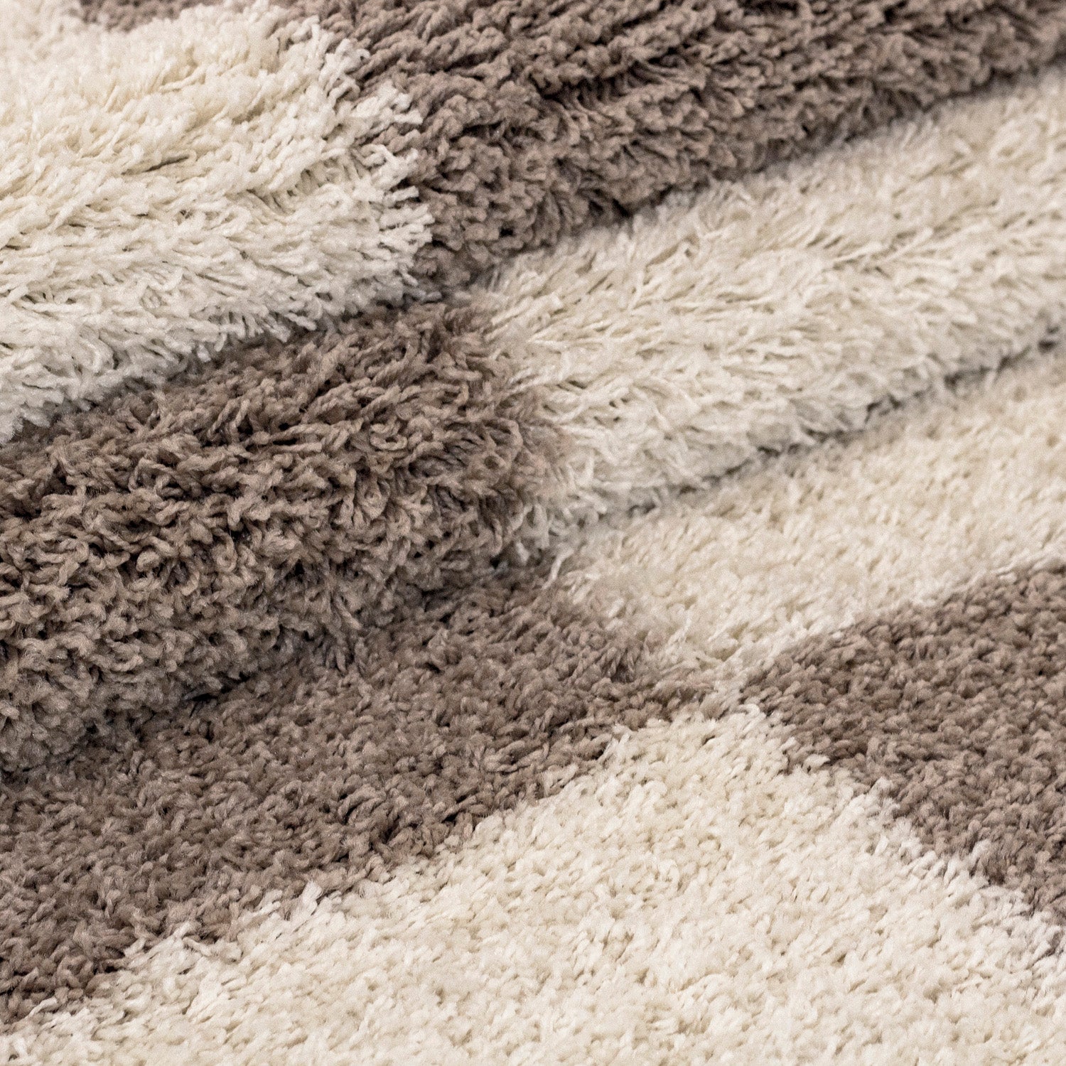 Designer Shaggy Teppich Modern Kariert Design Hochflor Teppich Wohnzimmer