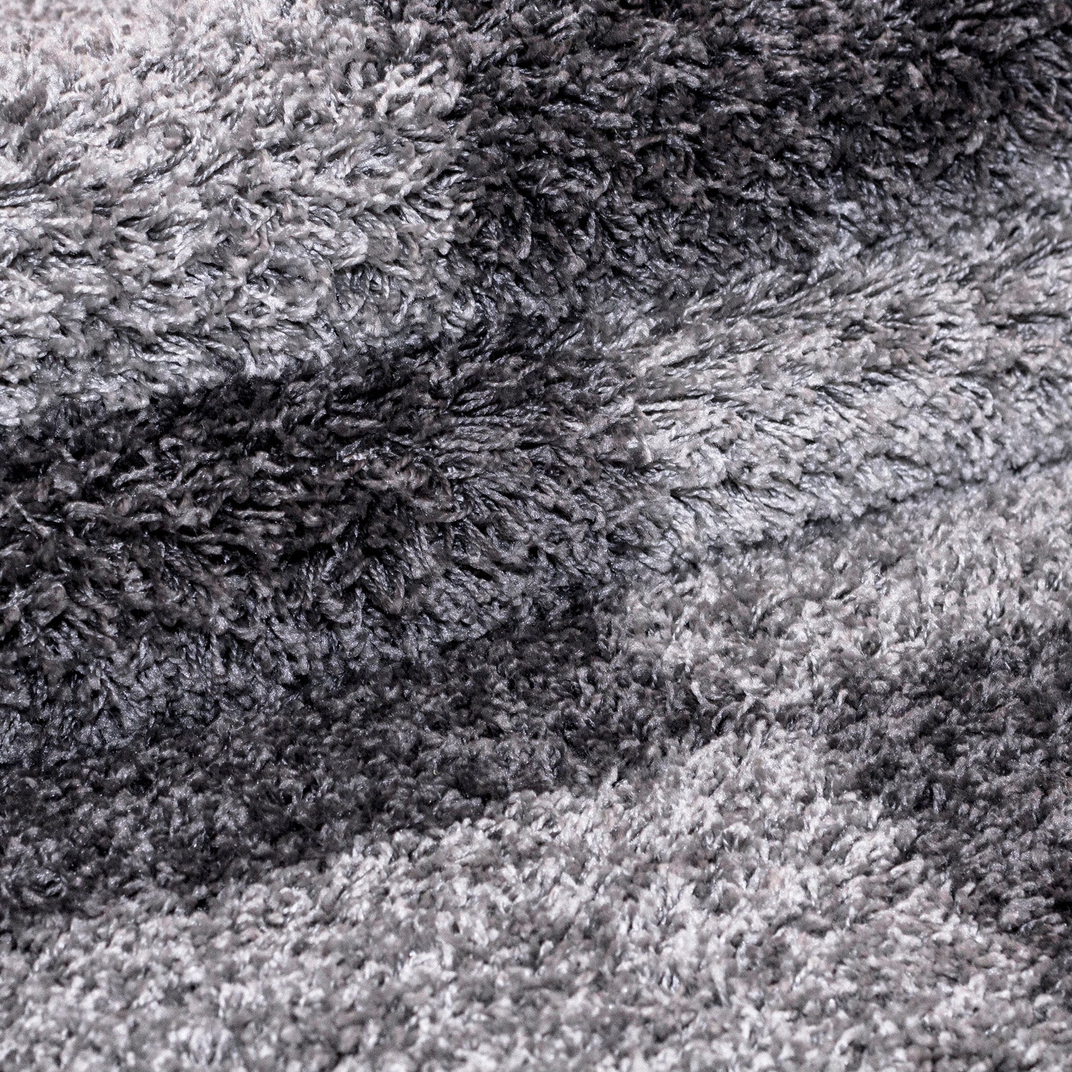 Bettumrandung Hochflor Shaggy Teppich Läuferset 3 teilig Kariert Grau Hellgrau