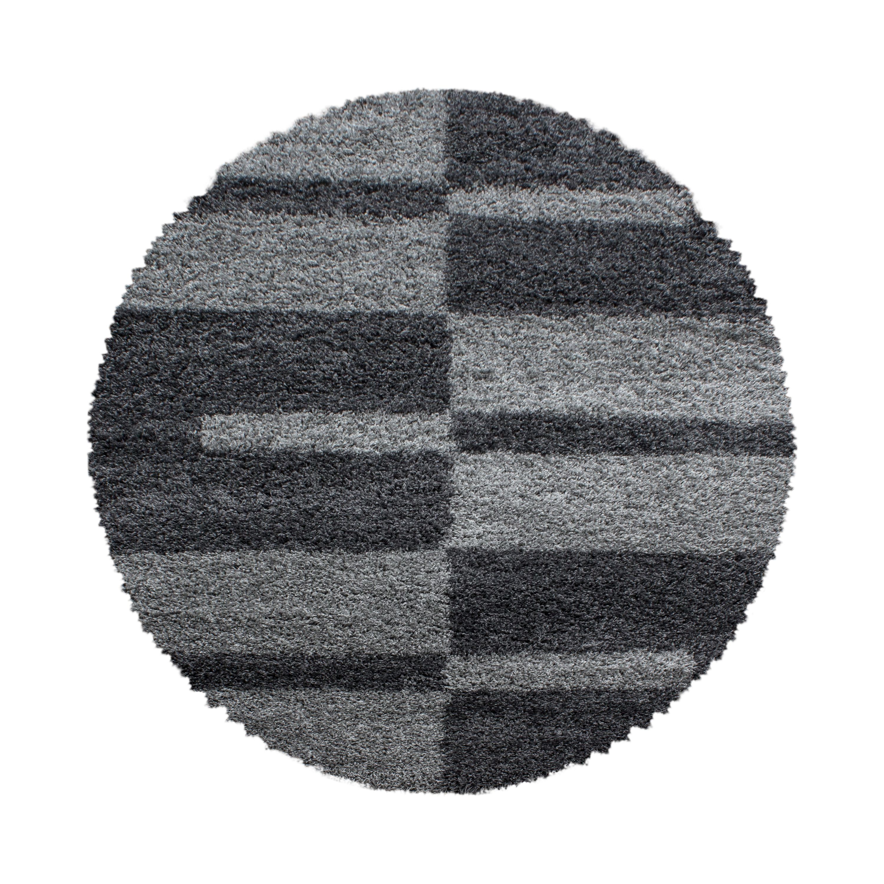 Designer Hochflor Teppich Modern Kariert Design Shaggy Teppich Wohnzimmer