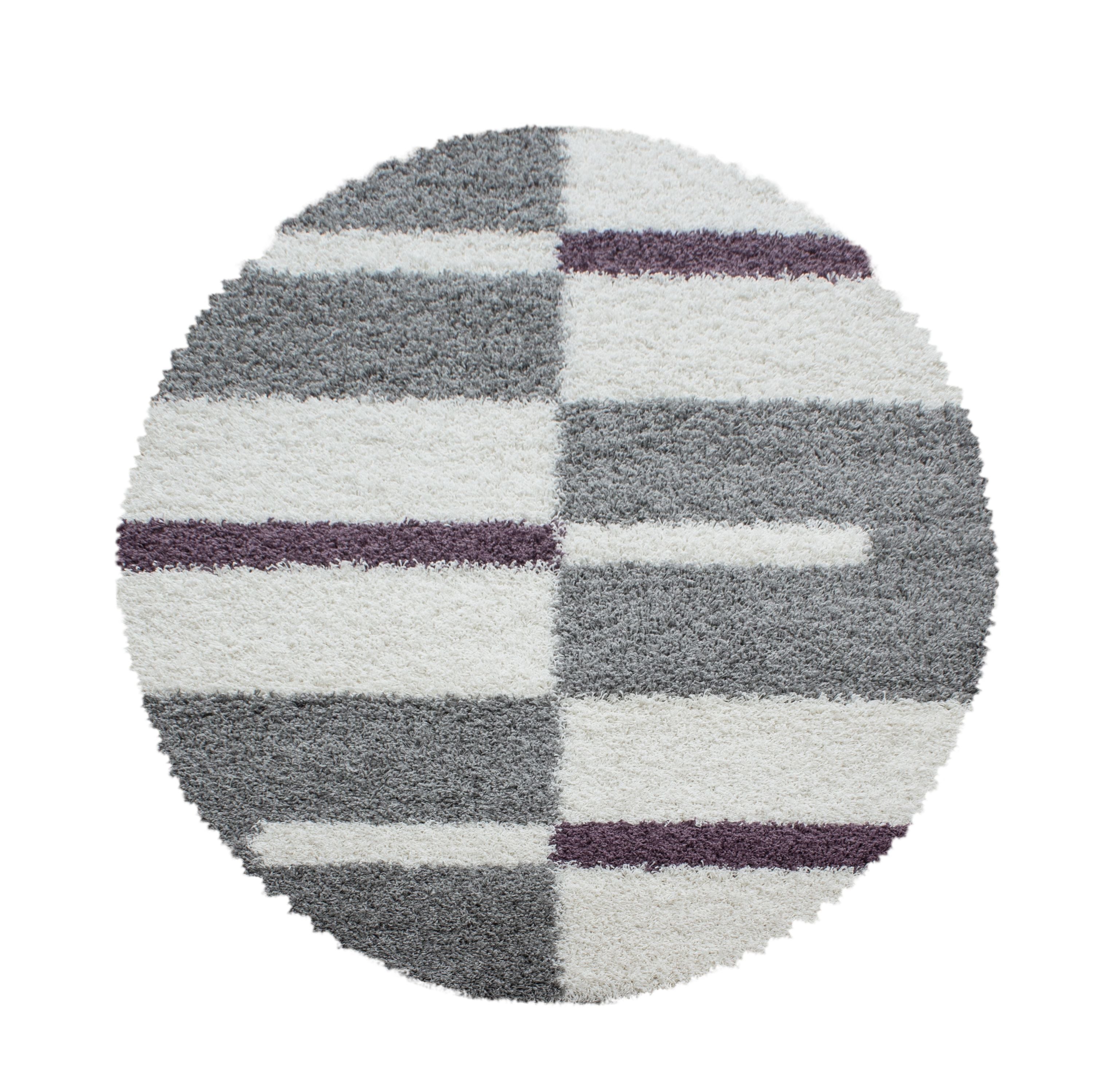 Designer Shaggy Teppich Modern Kariert Design Hochflor Teppich Wohnzimmer