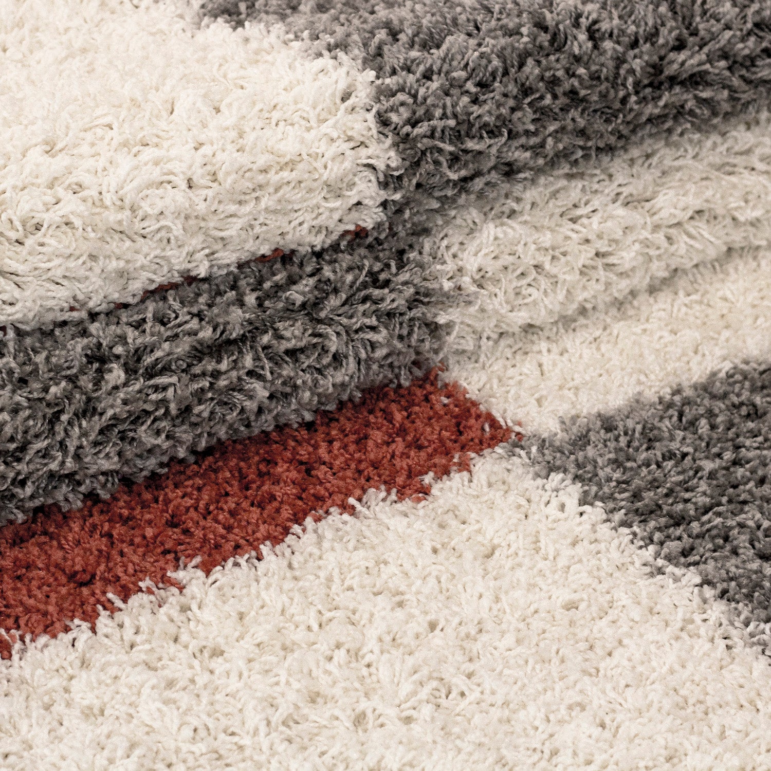 Designer Shaggy Teppich Modern Kariert Design Hochflor Teppich Wohnzimmer