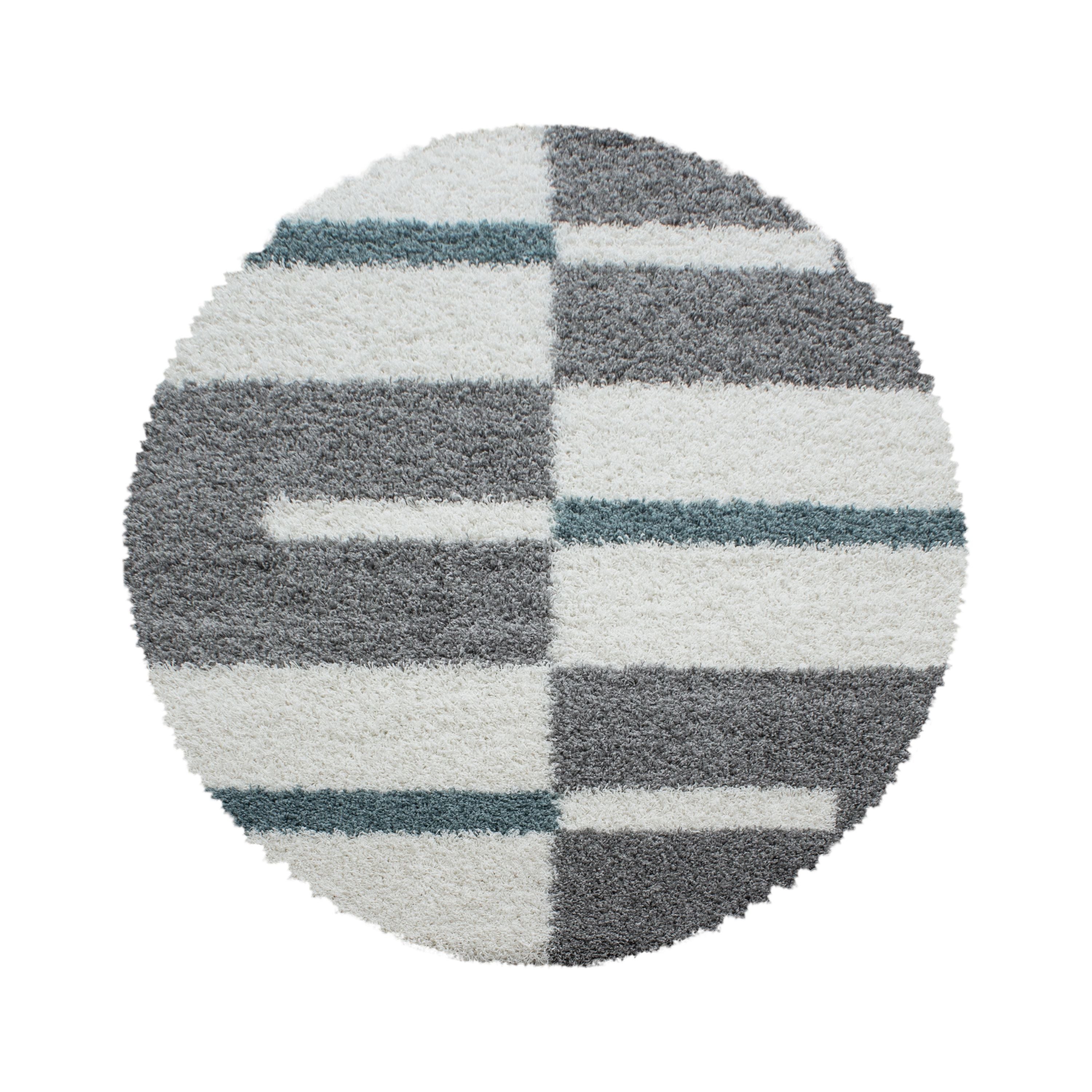 Designer Shaggy Teppich Modern Kariert Design Hochflor Teppich Wohnzimmer