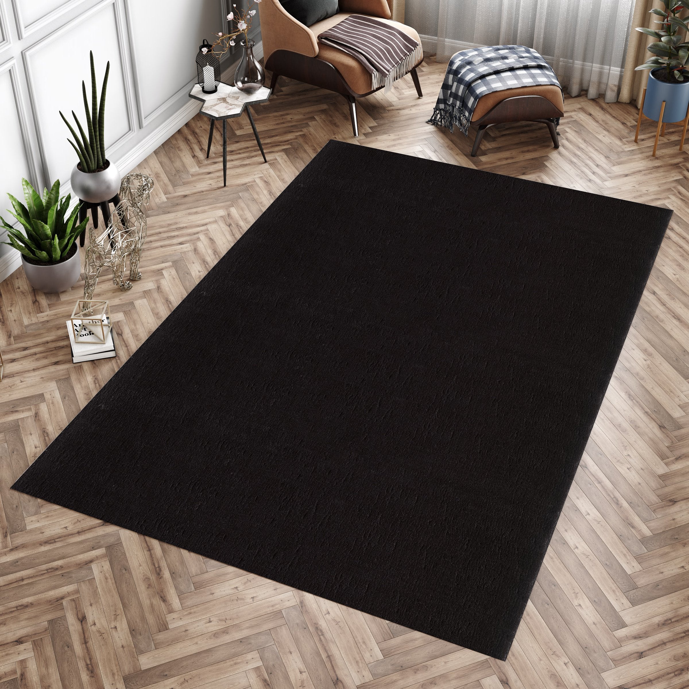 Washable deep pile rug for living room, plain faux fur plush, super soft