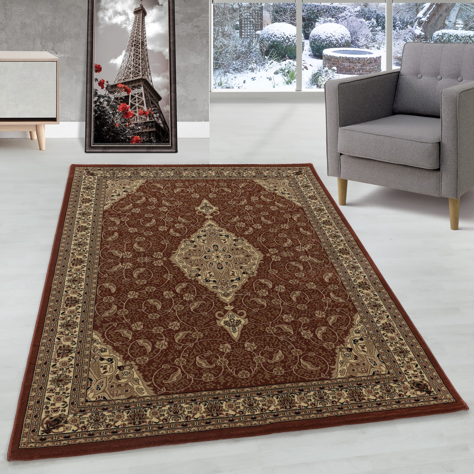 Orient Teppich Wohnzimmer Orientalisch Design Klassisch Kurzflor Pflegeleicht