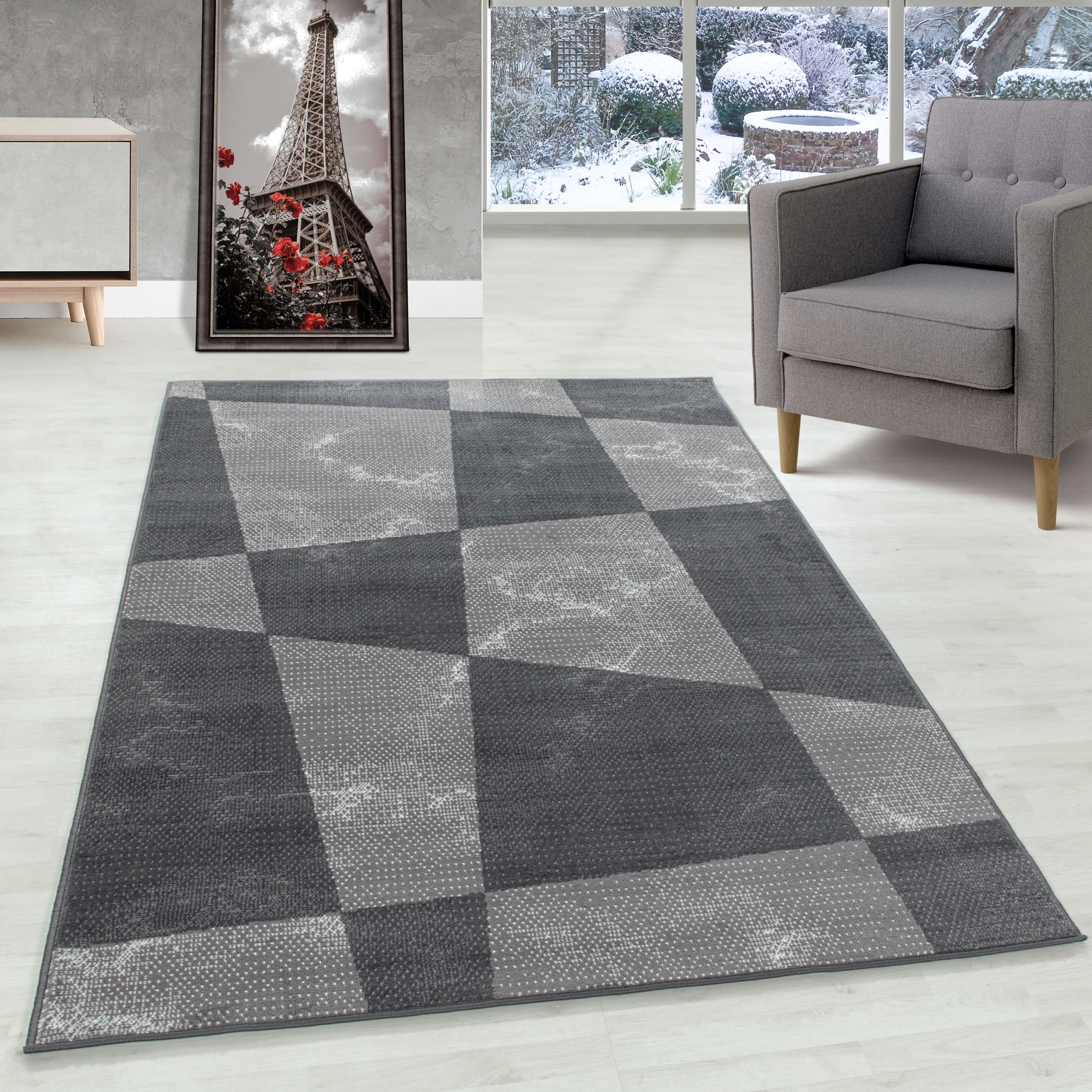 Modern Kurzflor Teppiche Geometrisch Design Weicher Flor Teppich Wohnzimmer
