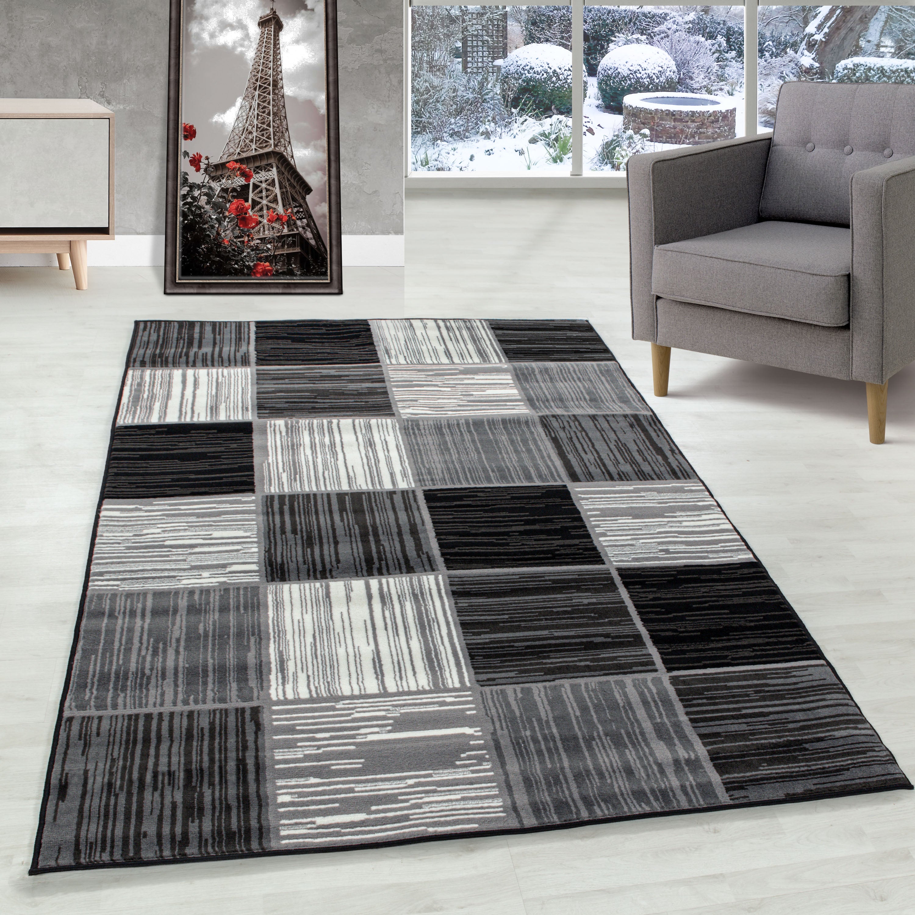 Modern Kurzflor Teppiche Geometrisch Design Weicher Flor Teppich Wohnzimmer