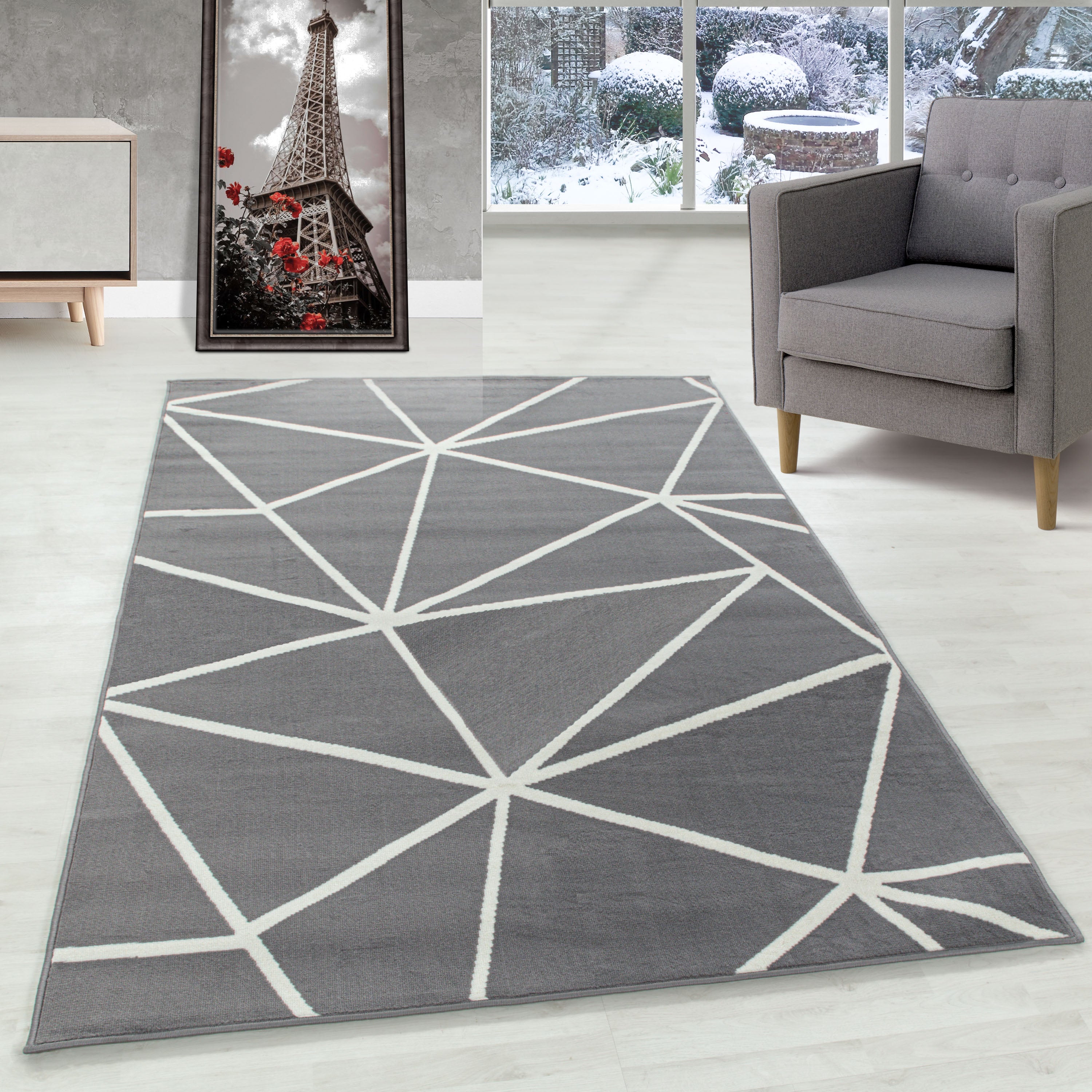 Modern Kurzflor Teppiche Geometrisch Design Weicher Flor Teppich Wohnzimmer