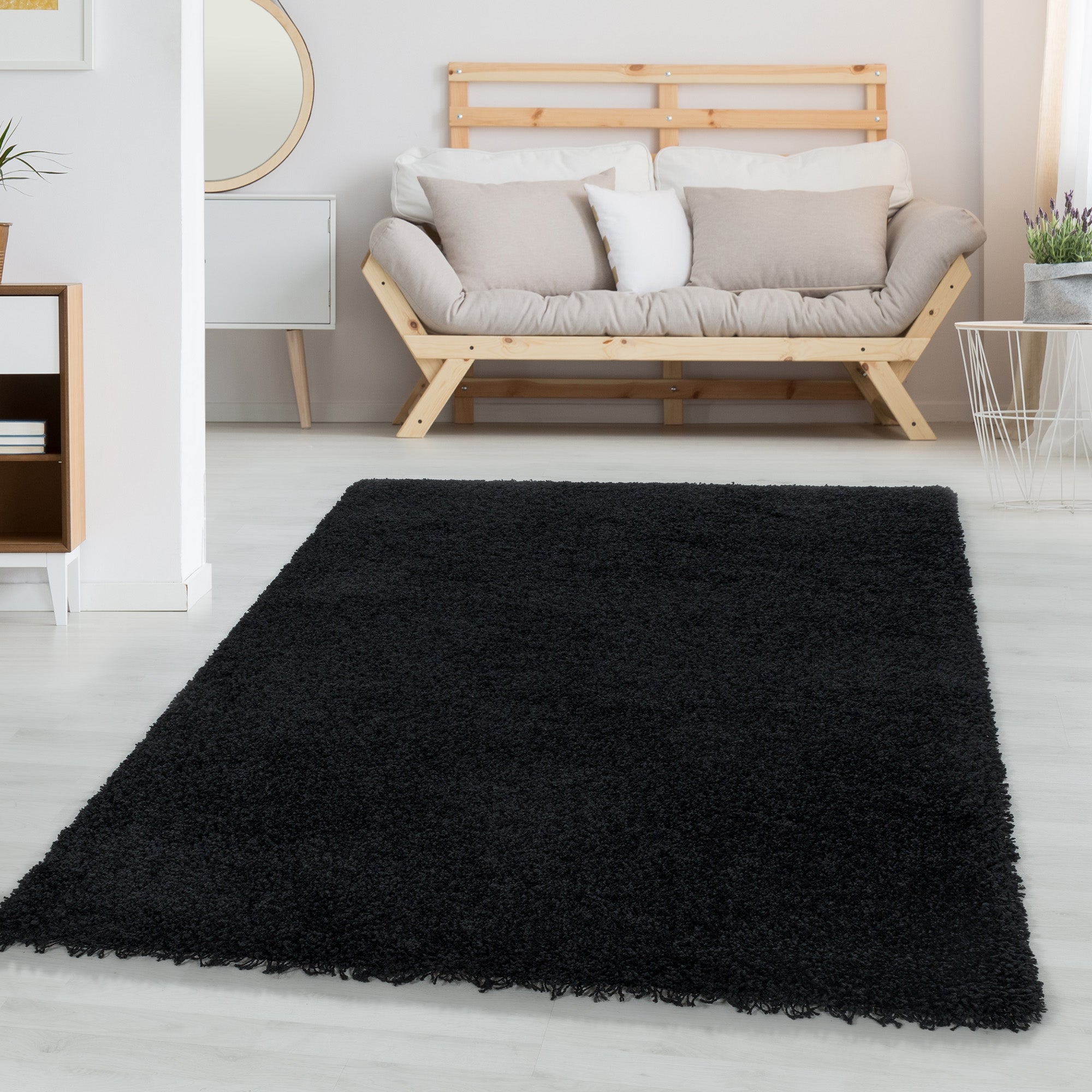 Tapis Salon Poils Longs Design Uni Poils Longs Shaggy Moderne Moelleux