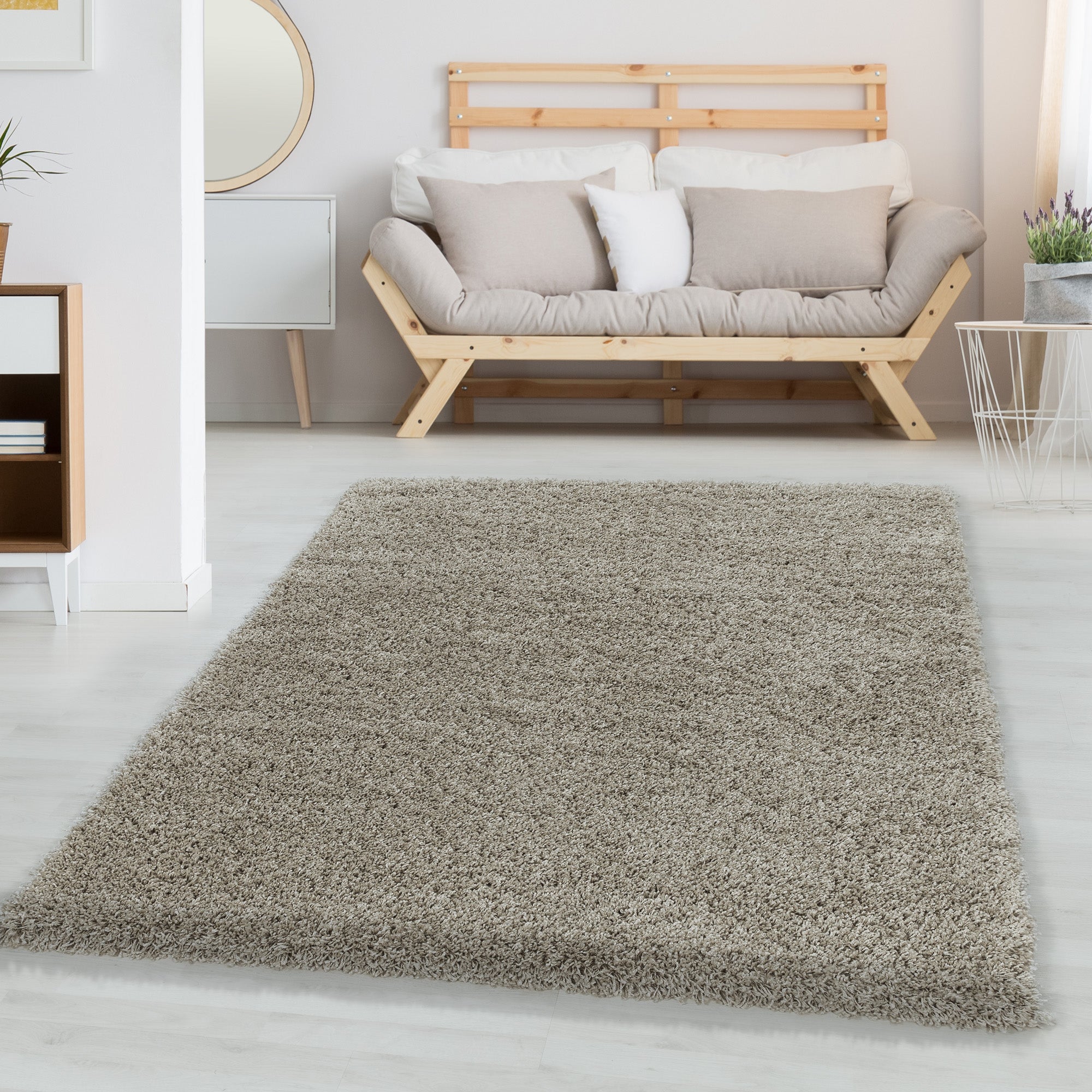 Teppich Wohnzimmer Hochflor Einfarbiges Design Langflor Shaggy Modern Flauschig