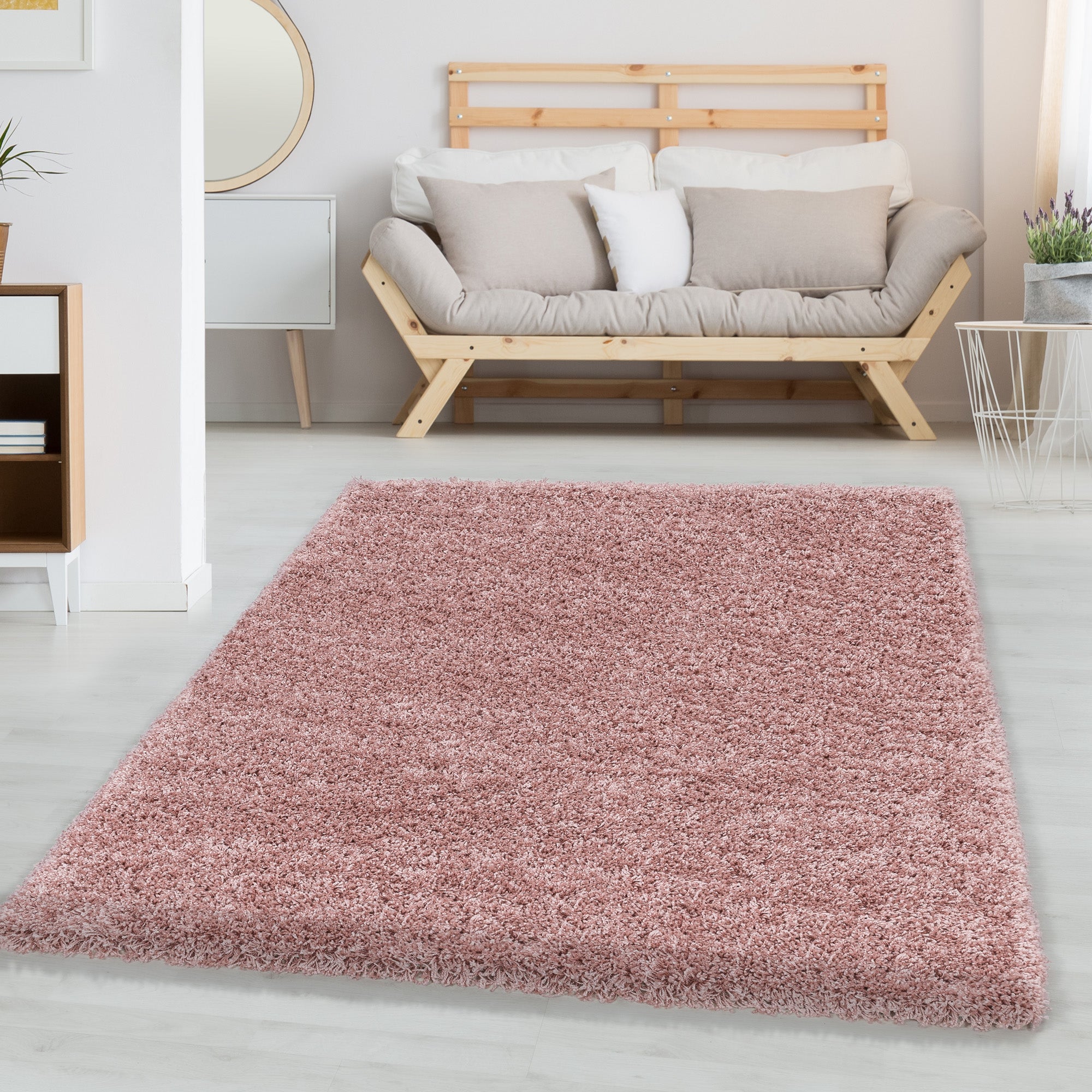 Teppich Wohnzimmer Hochflor Einfarbiges Design Langflor Shaggy Modern Flauschig