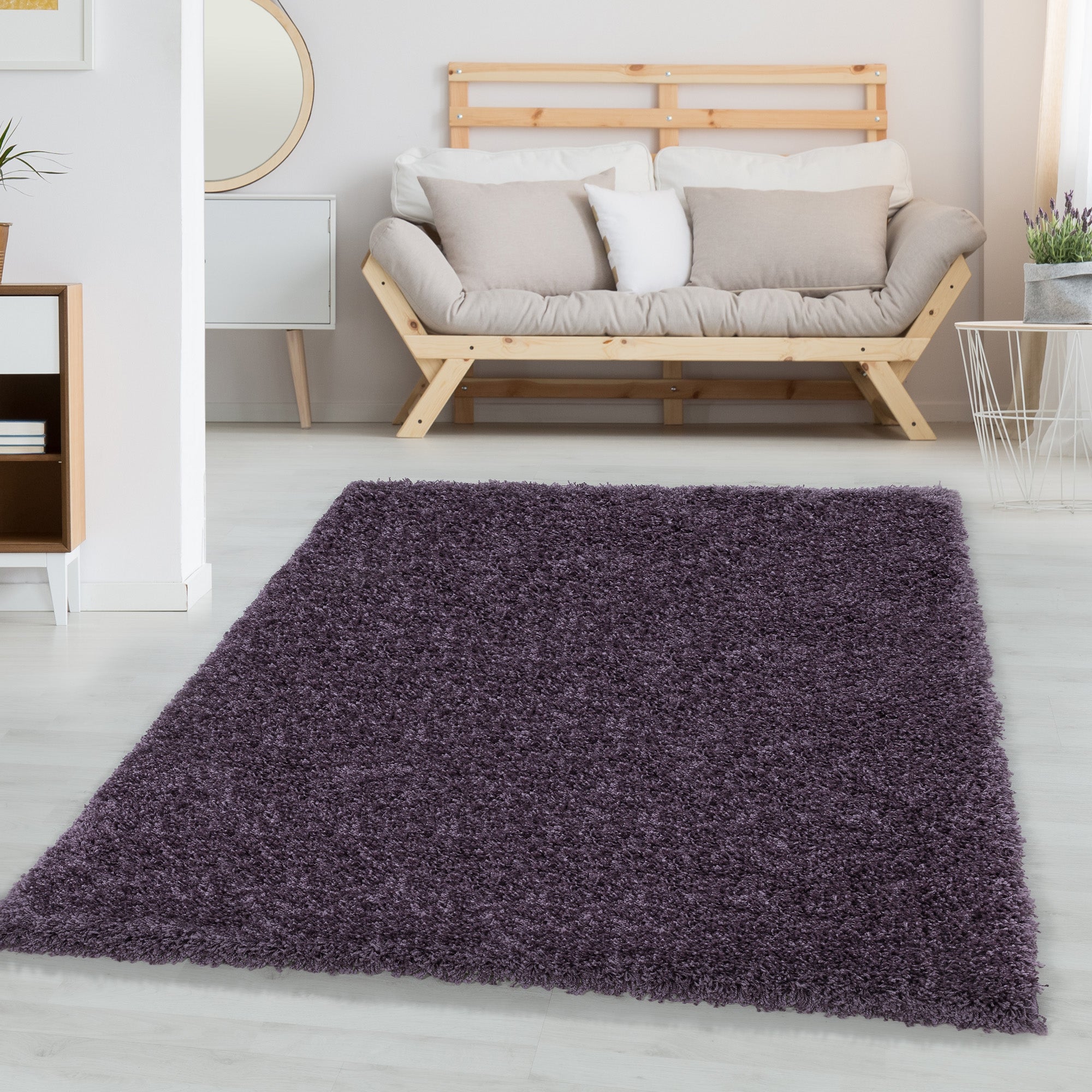 Tapis Salon Poils Longs Design Uni Poils Longs Shaggy Moderne Moelleux