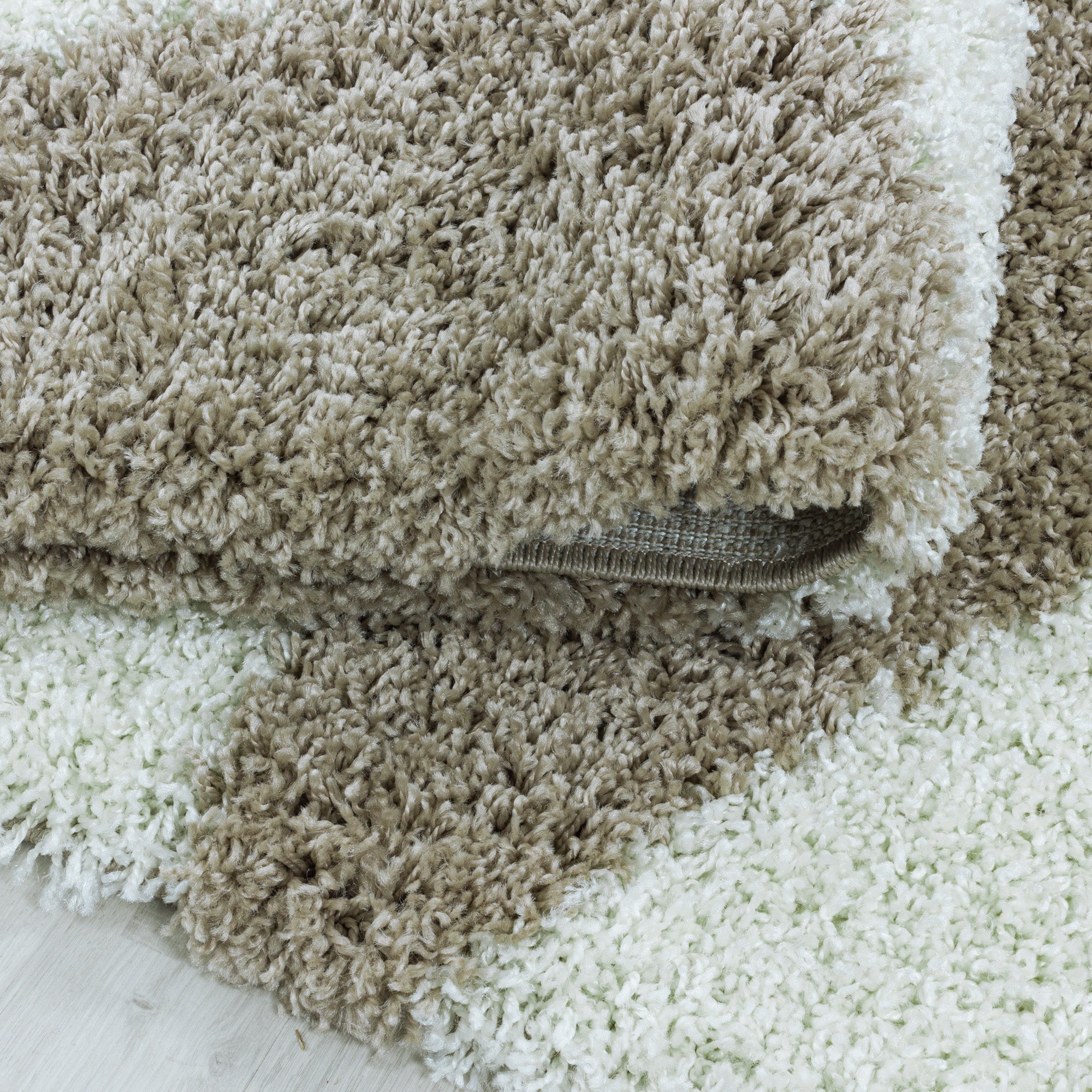 Runder Hochflor Teppich Mäander Design Flauschig Shaggy Teppich Wohnzimmer
