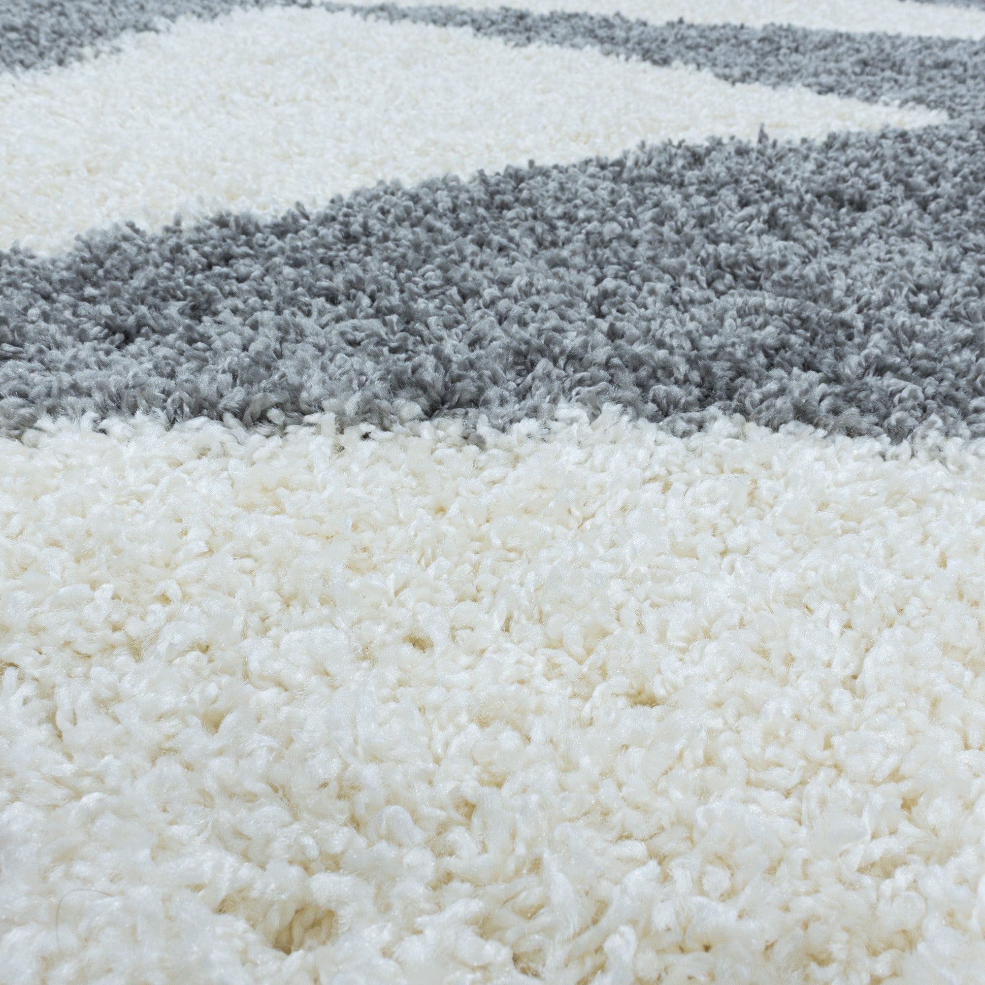 Runder Hochflor Teppich Mäander Design Flauschig Shaggy Teppich Wohnzimmer