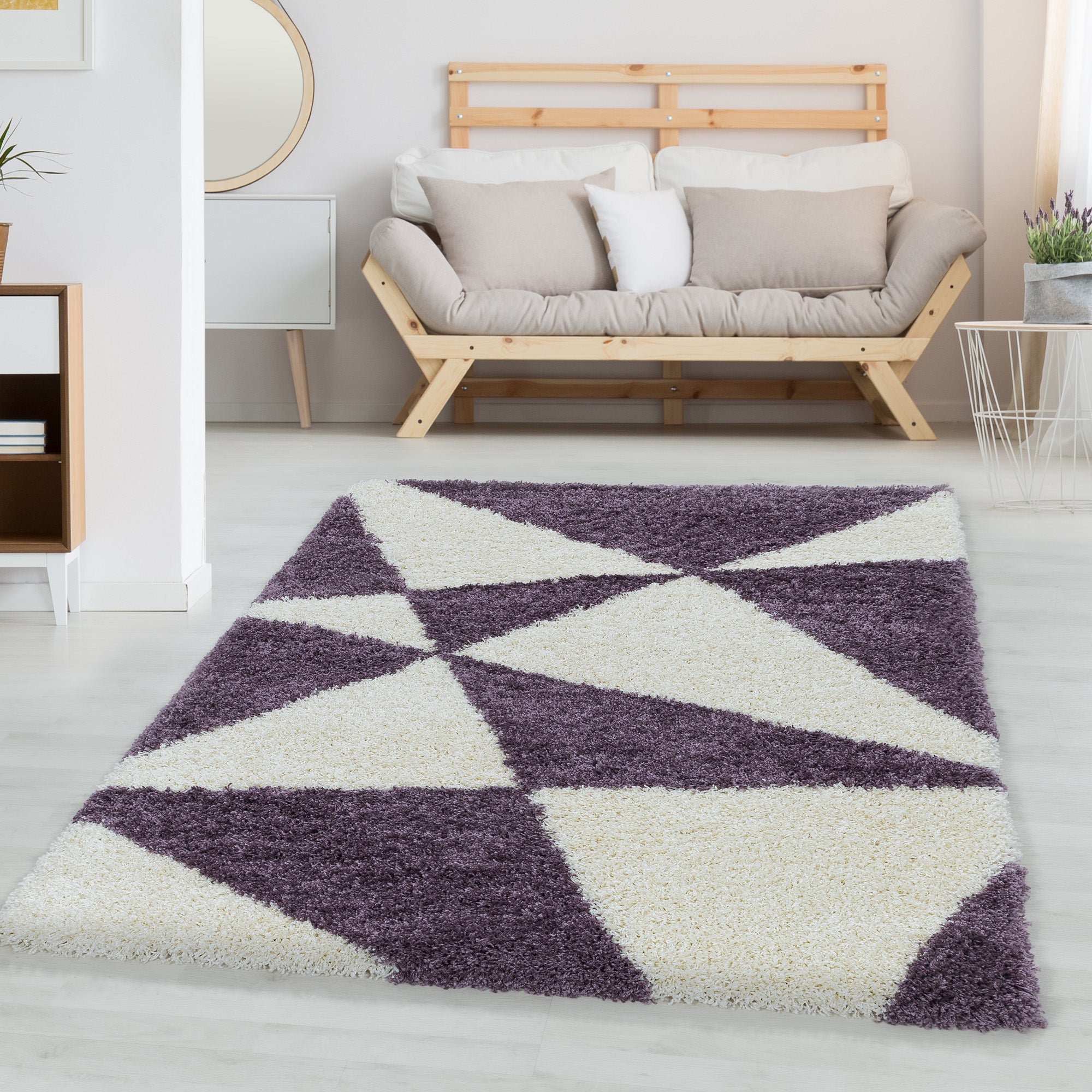 Hochflor Teppich Langflor Mäander Design Flauschig Shaggy Teppich Wohnzimmer