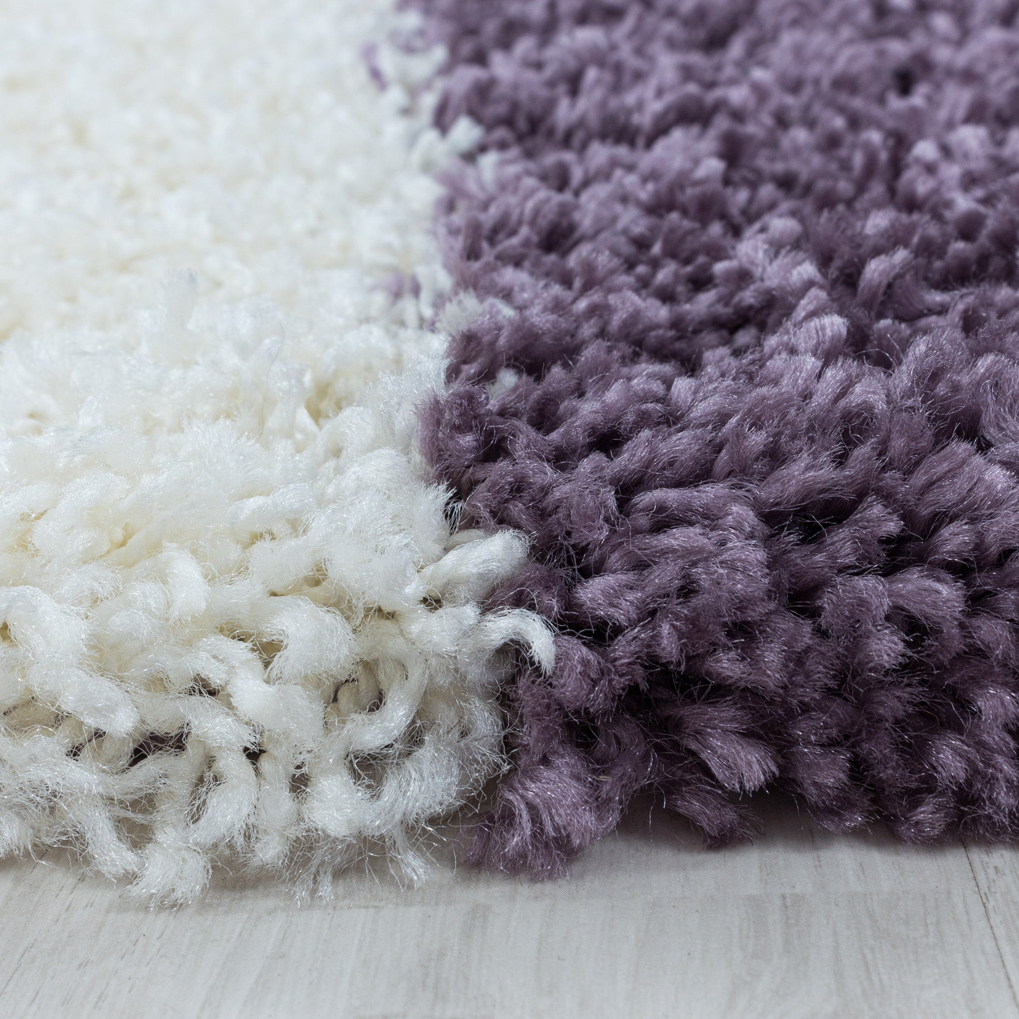 Runder Hochflor Teppich Mäander Design Flauschig Shaggy Teppich Wohnzimmer