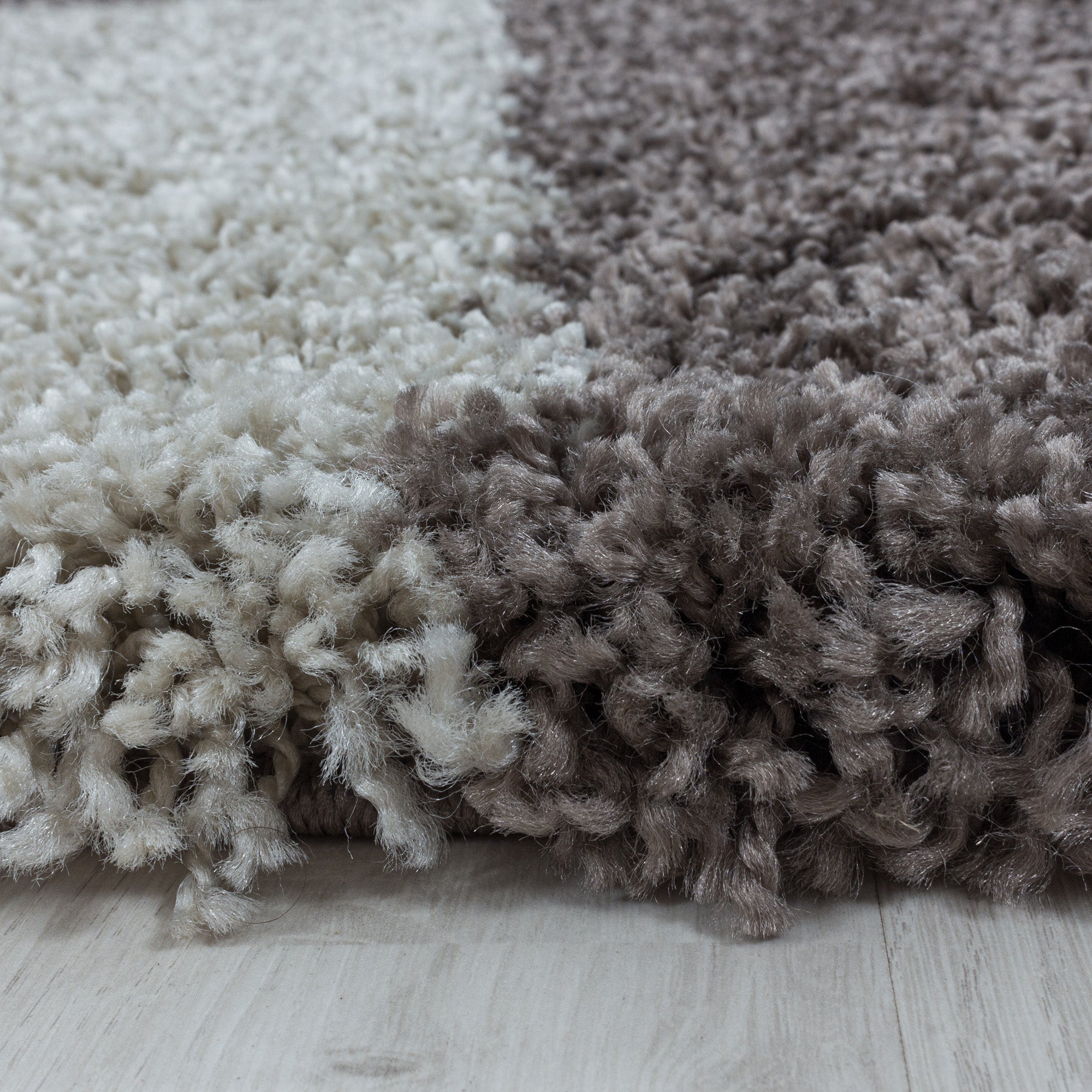 Runder Hochflor Teppich Mäander Design Flauschig Shaggy Teppich Wohnzimmer