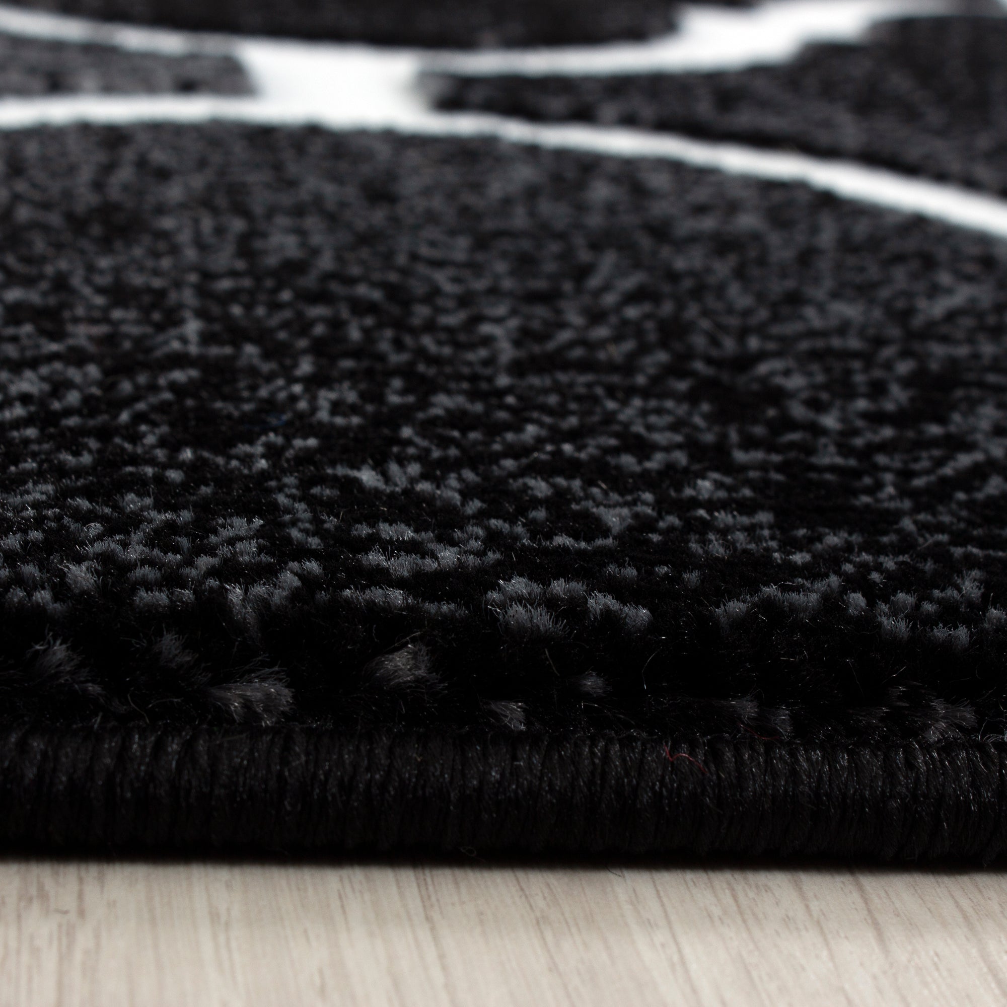Bed border rug modern Scandinavian style 3-piece runner set black