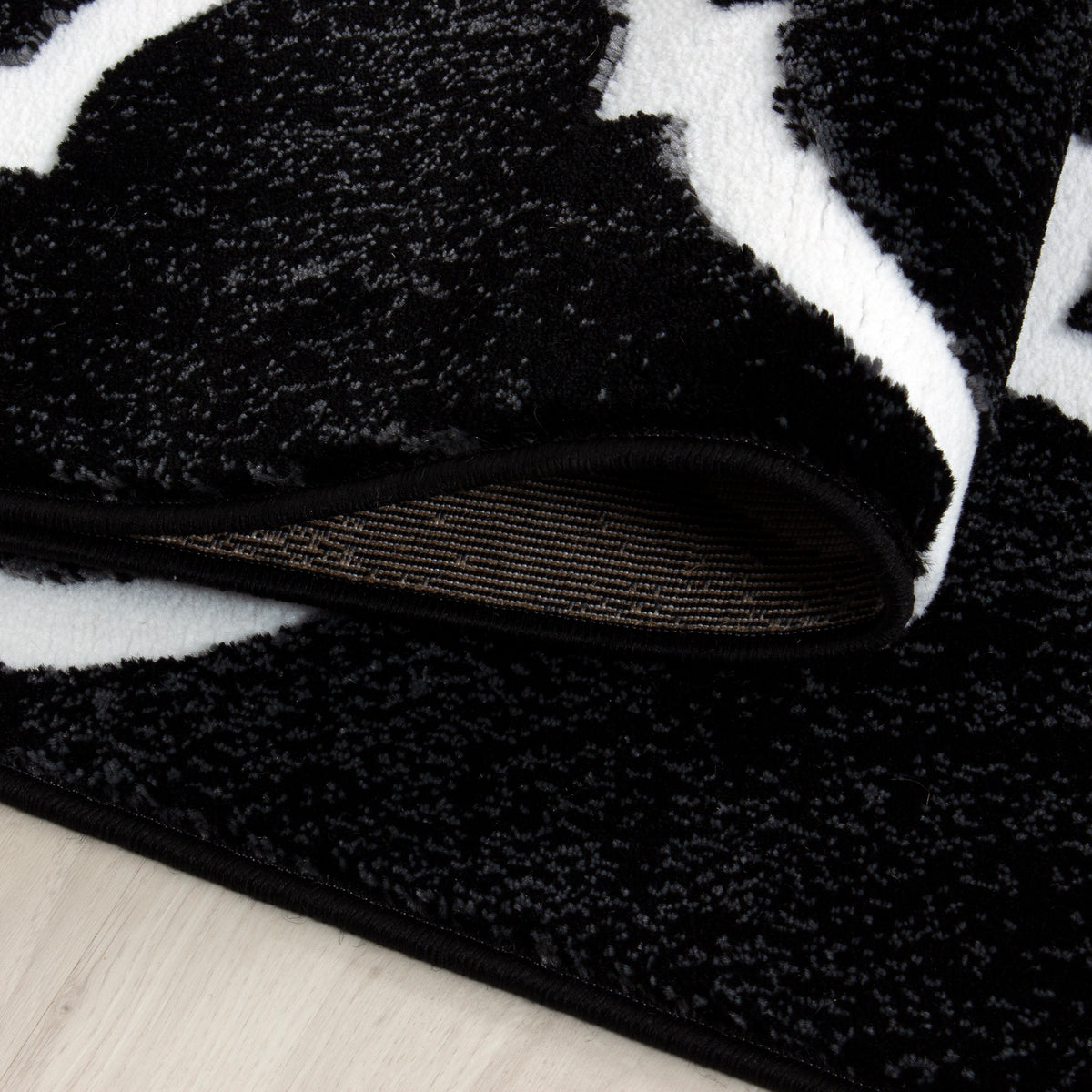 Bettumrandung Teppich Modern Skandinavischer Stil 3 teilig Läuferset Schwarz