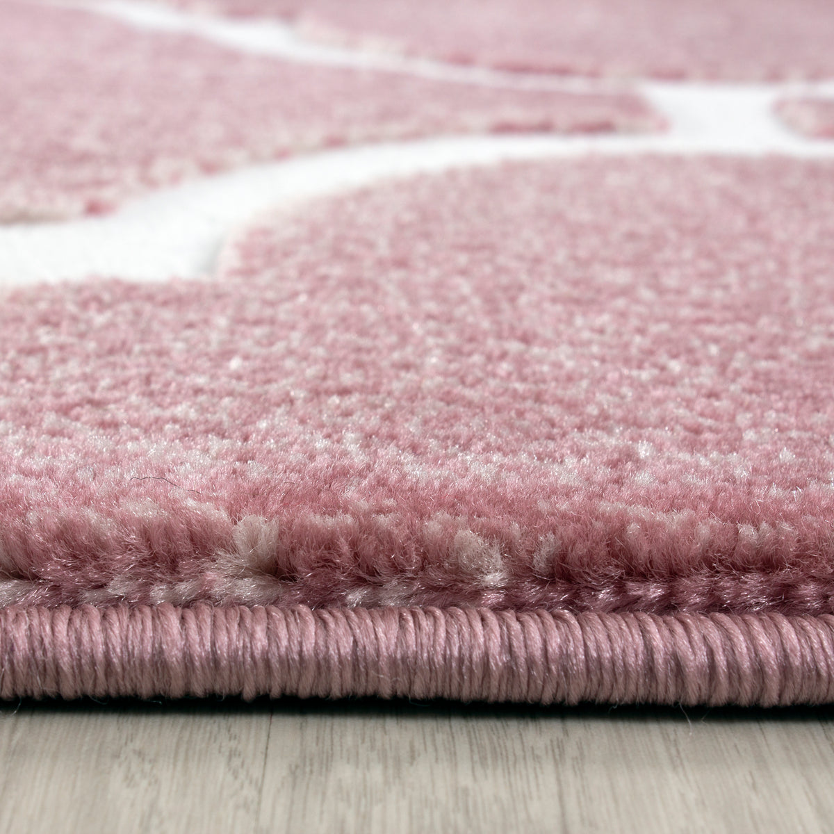 Bettumrandung Teppich Modern Skandinavischer Stil 3 teilig Läuferset Rose Weiß