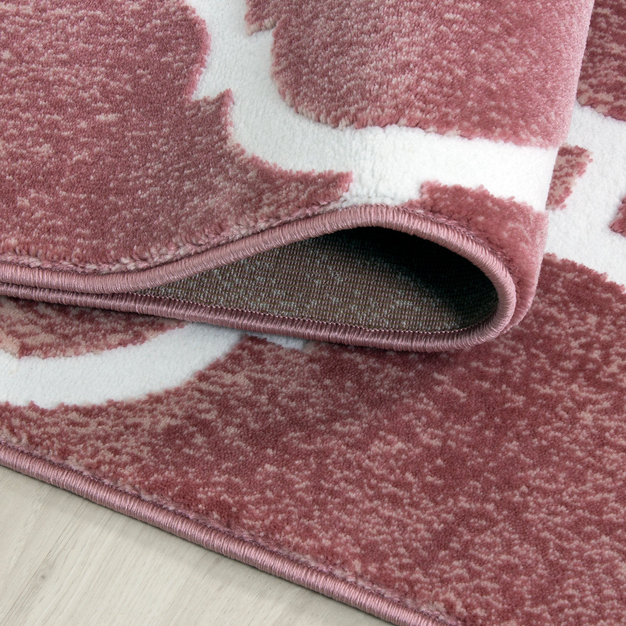 Bettumrandung Teppich Modern Skandinavischer Stil 3 teilig Läuferset Rose Weiß