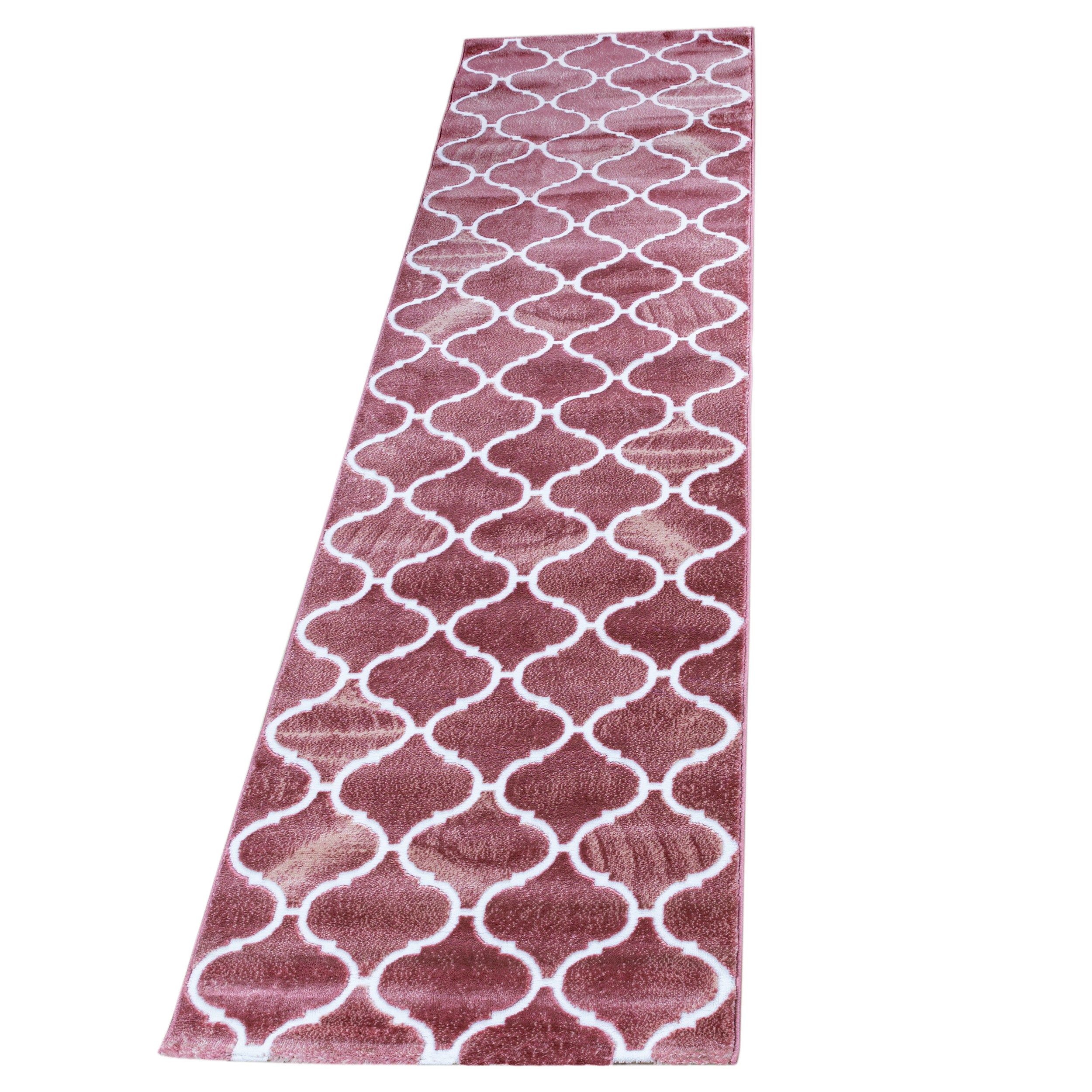 Bettumrandung Teppich Modern Skandinavischer Stil 3 teilig Läuferset Rose Weiß