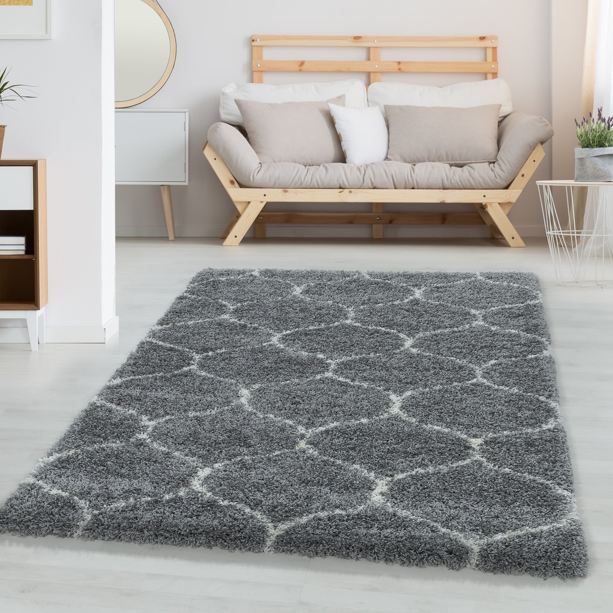 Teppich Wohnzimmer Hochflor Shaggy Skandinavisch Design Langflor flauschig weich