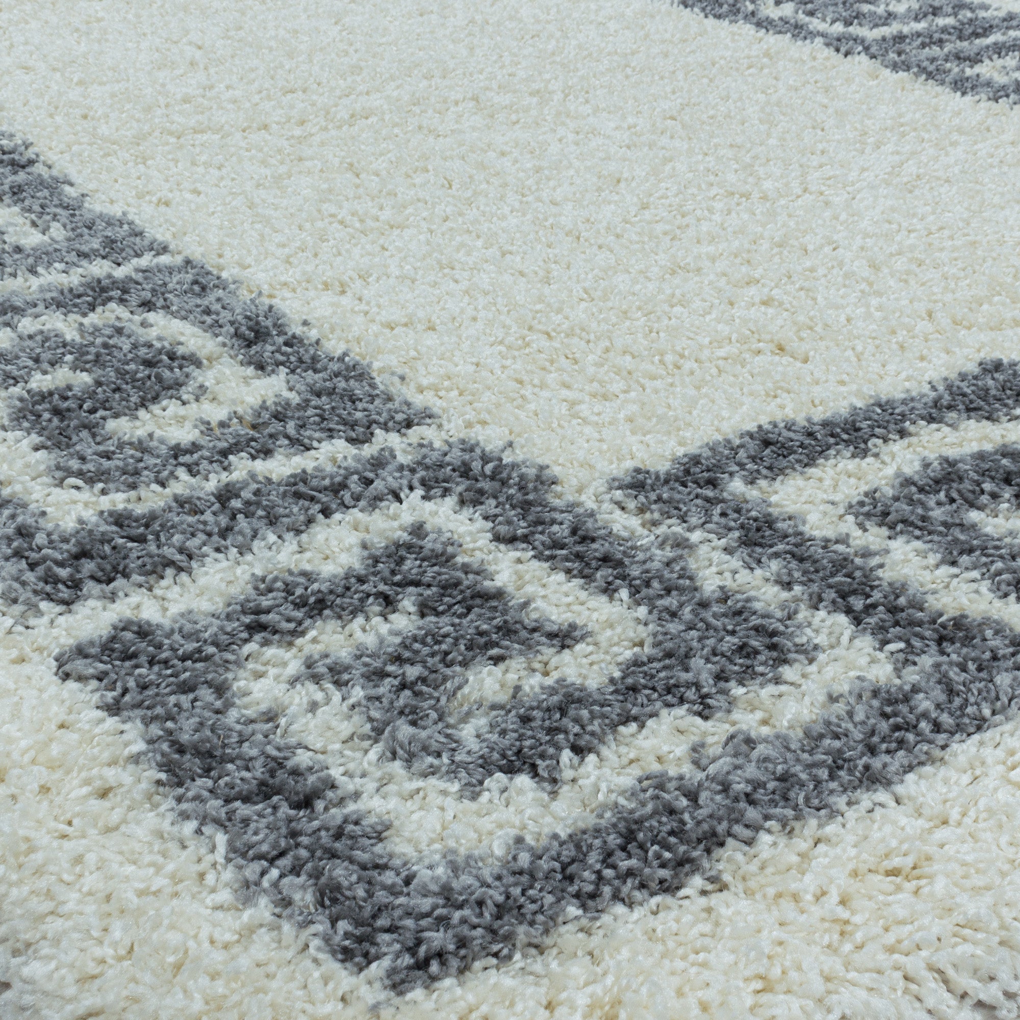 Designer Hochflor Teppich Wohnzimmer Mäander-Design Langflor Shaggy Teppich