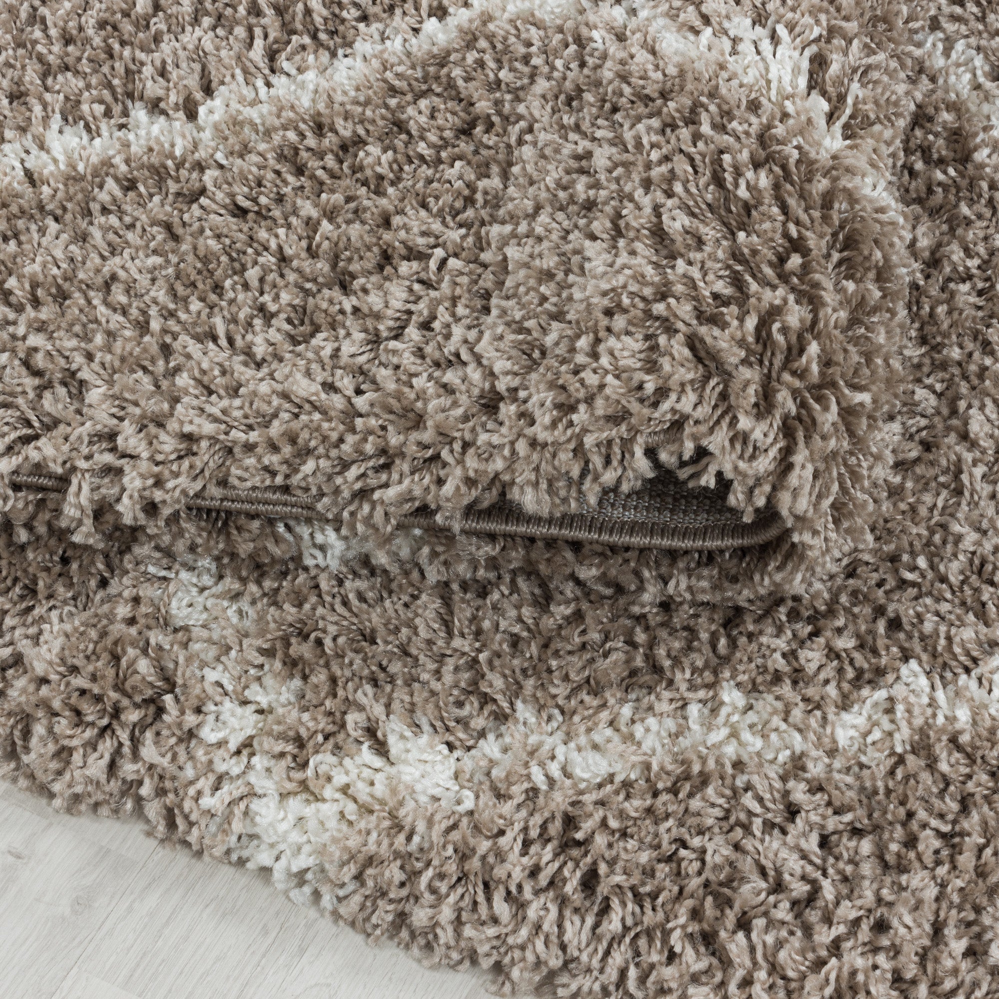 Runder Hochflor Teppich Skandinavische Rauten Design Shaggy Teppich Wohnzimmer