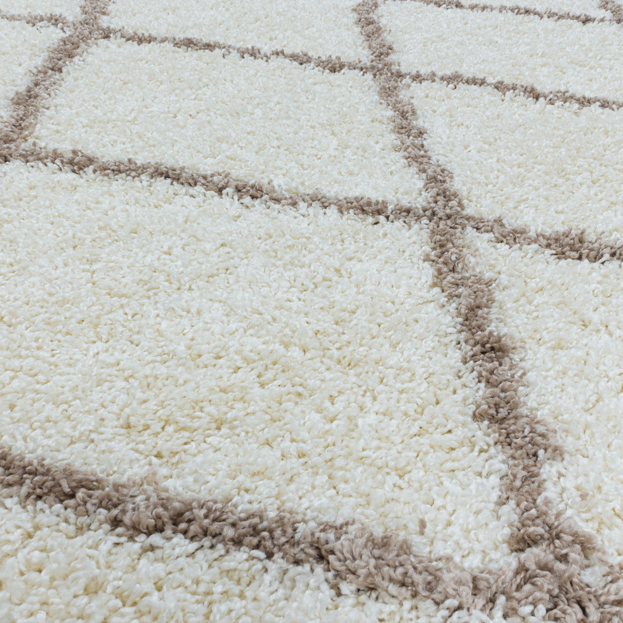 Runder Hochflor Teppich Skandinavische Rauten Design Shaggy Teppich Wohnzimmer